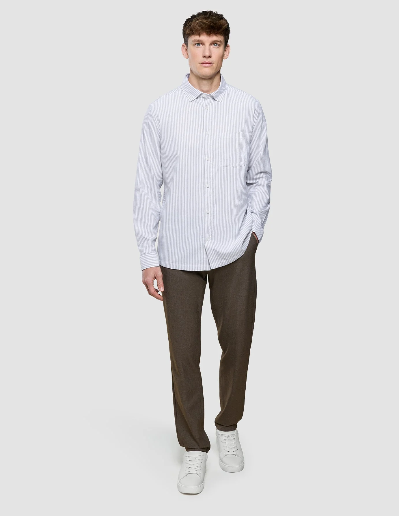 All-Day Oxford Shirt Beige Stripes - Image 4