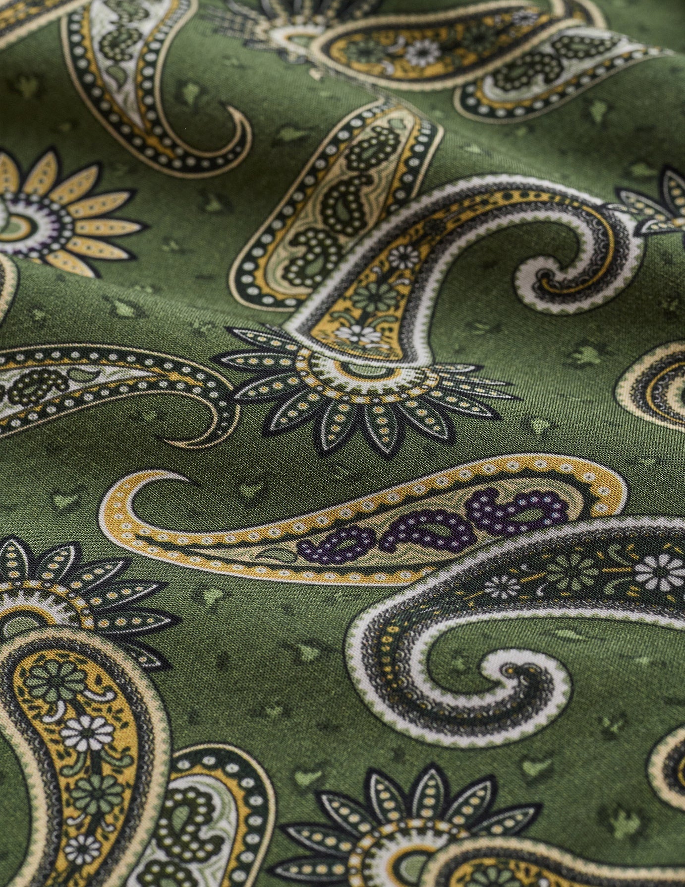 Breeze Bowling Short Sleeve Shirt Green Paisley - Image 7