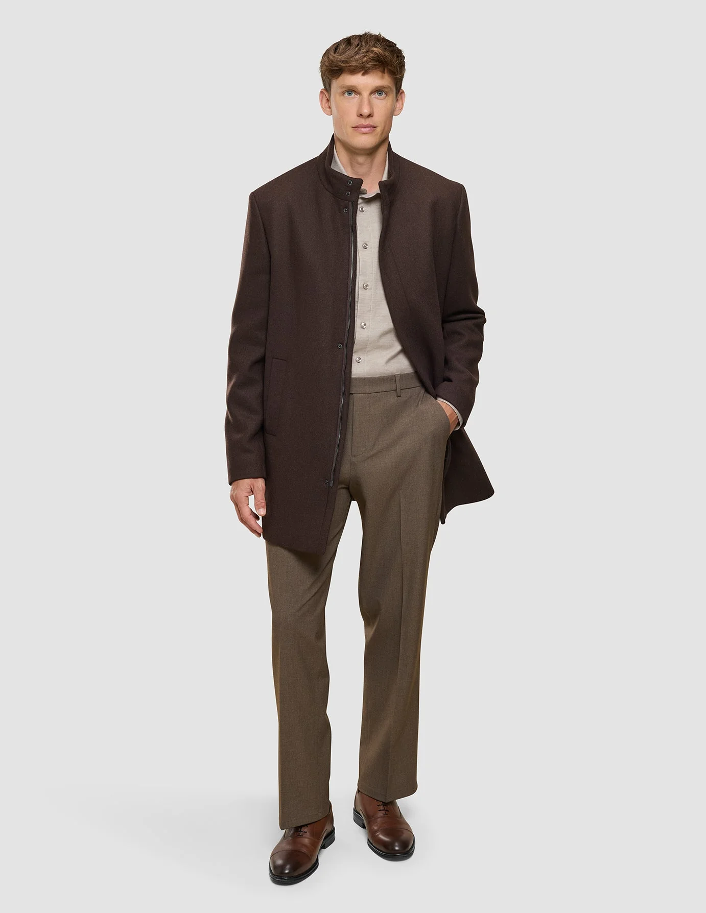 Casentino Wool Coat Saddle Brown - Image 2