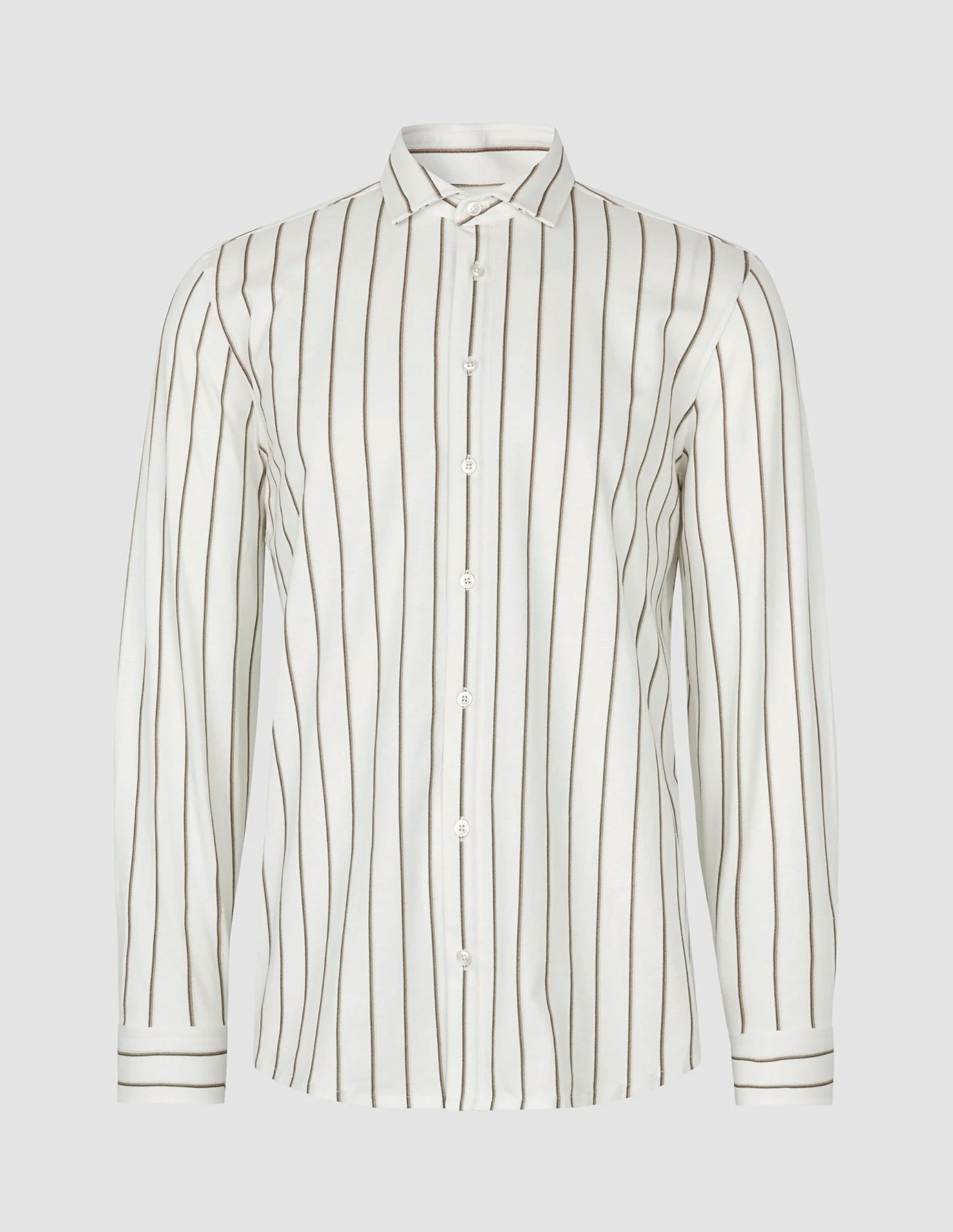 Classic Shirt Sand Herringbone Stripes Regular - Image 3