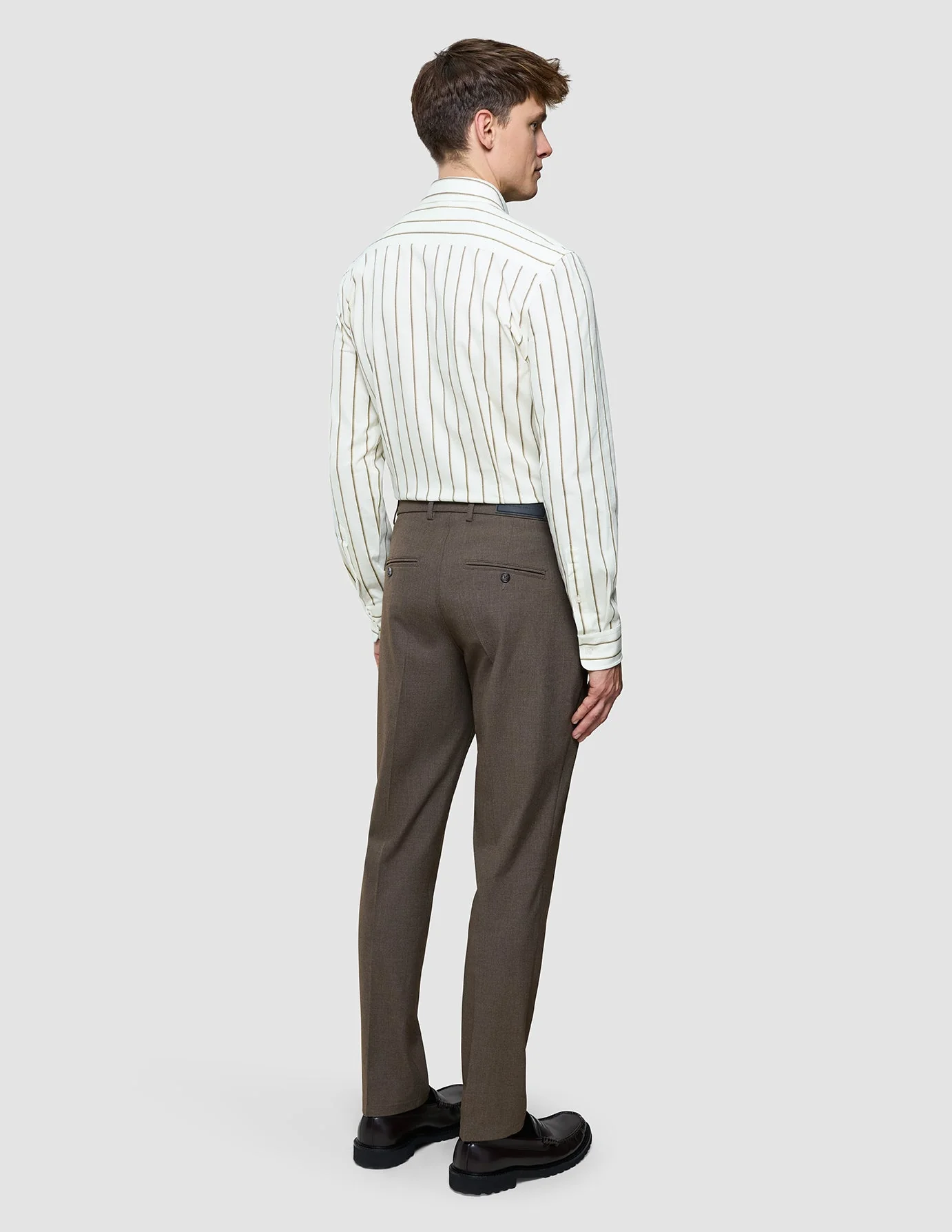 Classic Shirt Sand Herringbone Stripes Slim - Image 5