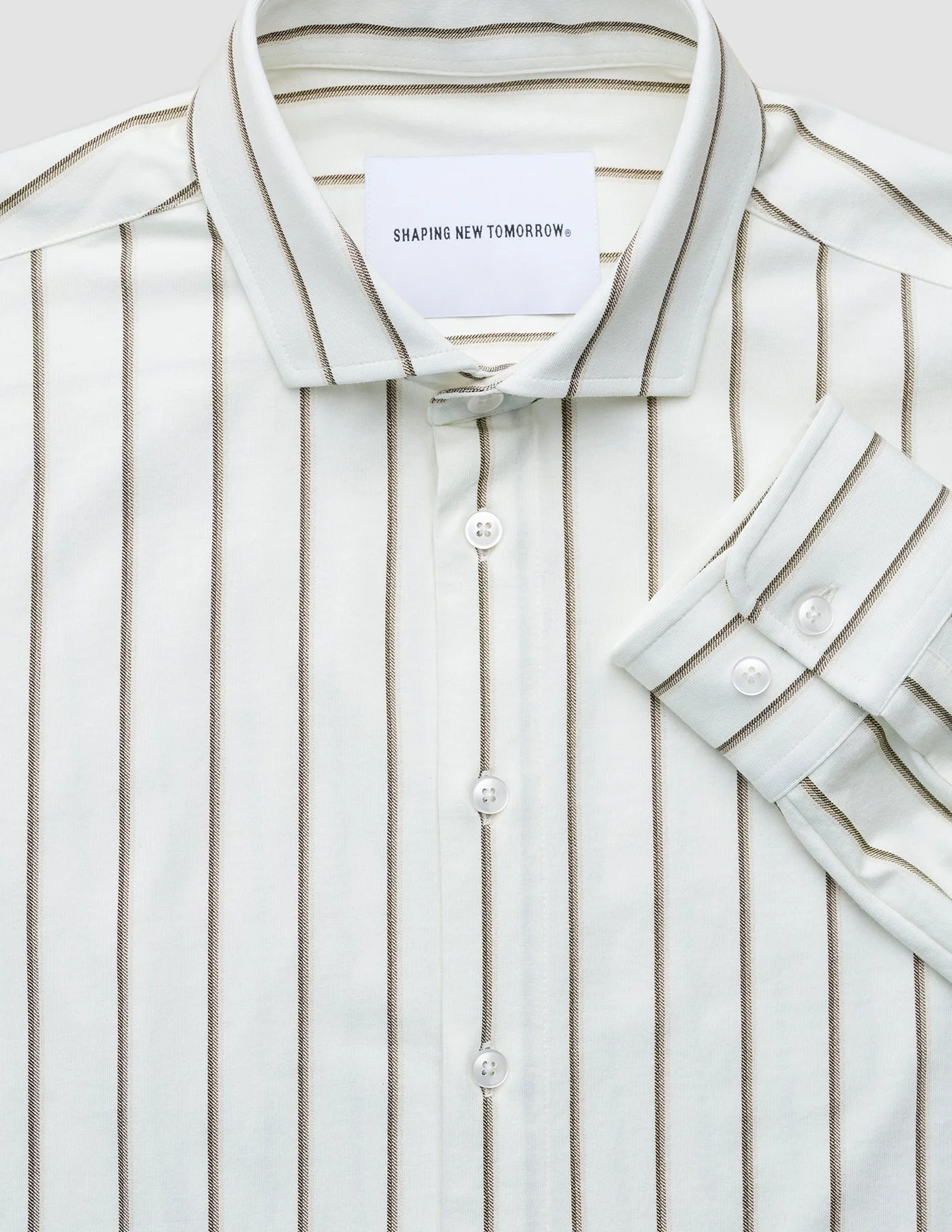 Classic Shirt Sand Herringbone Stripes Slim - Image 7