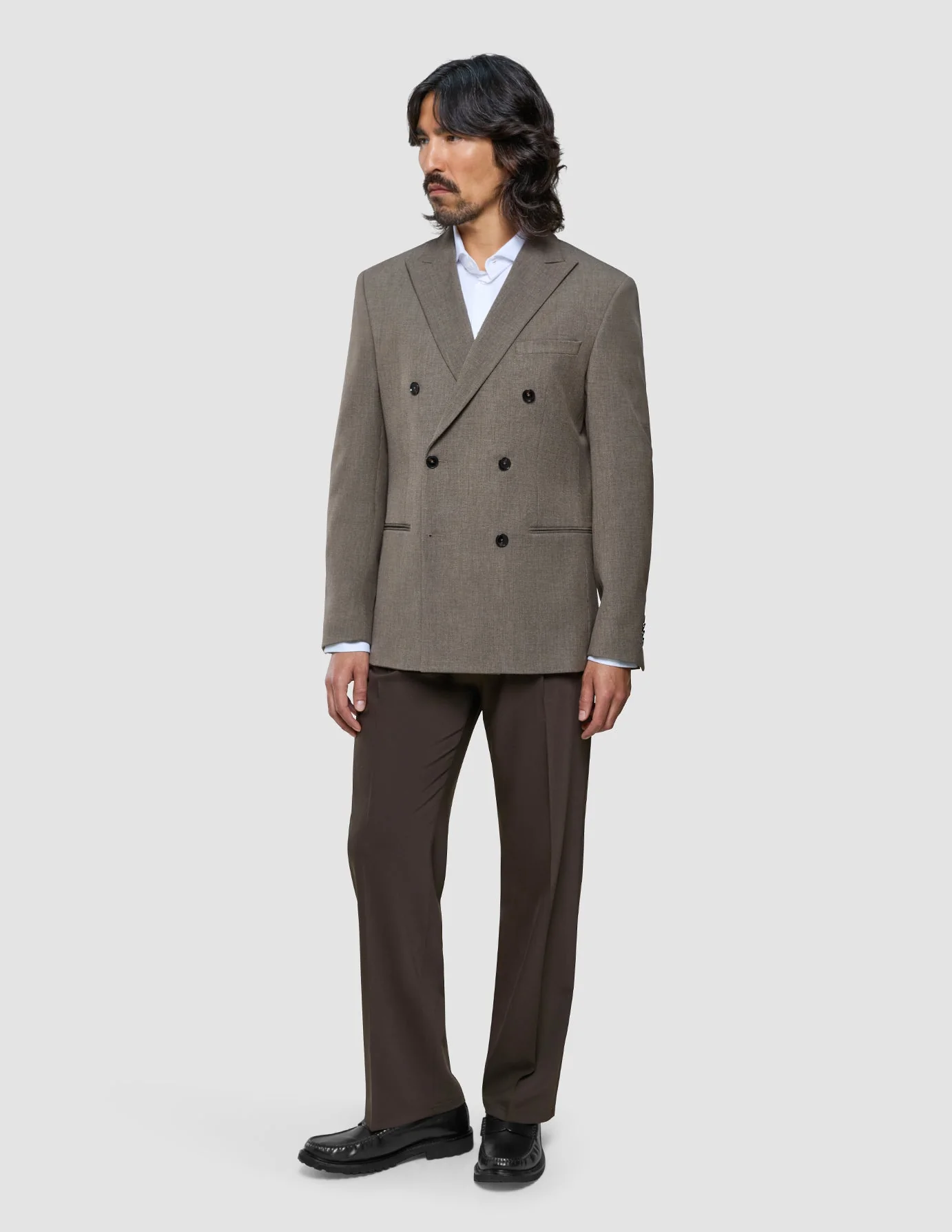 Double Breasted Essential Blazer Almond - Image 2