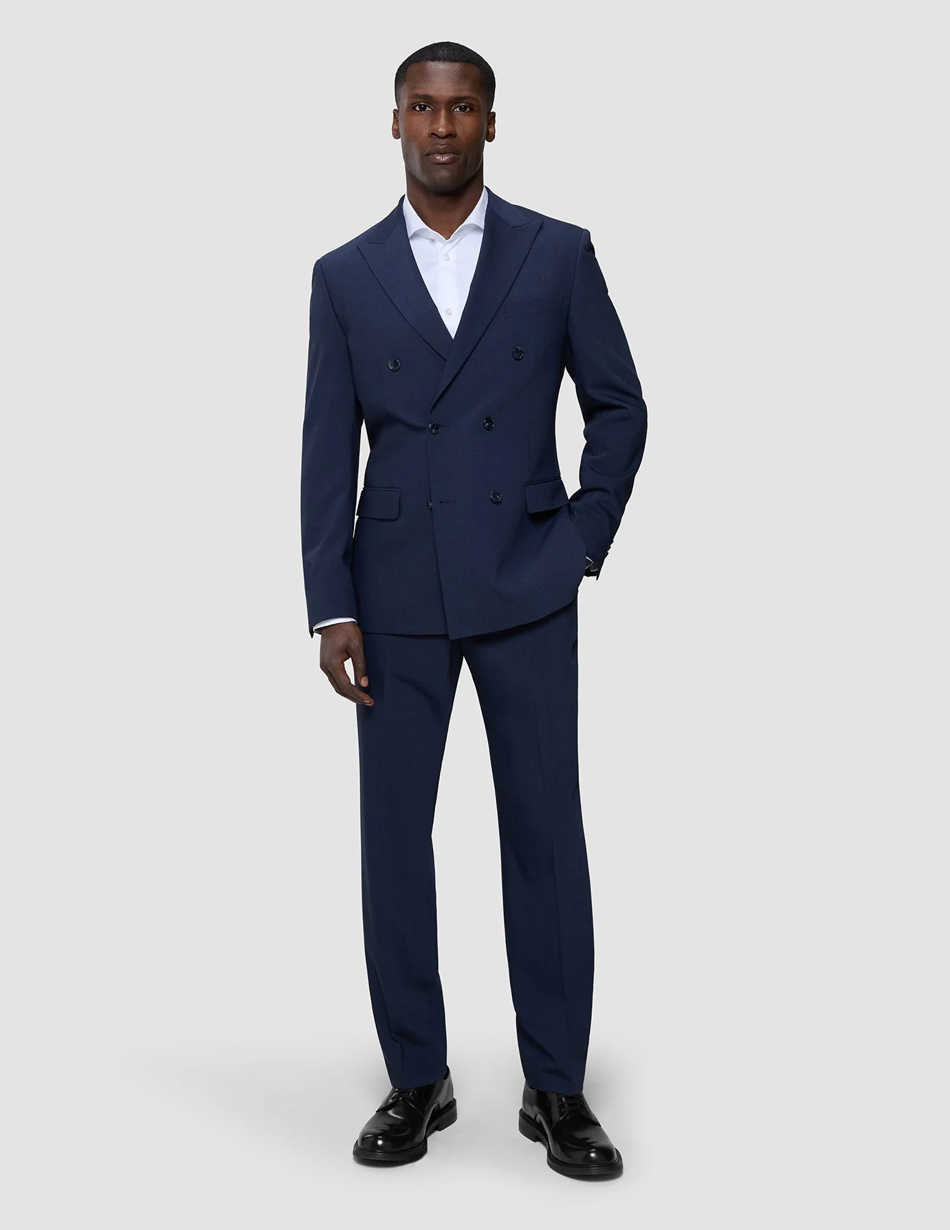 Double Breasted Tech Wool Blazer Navy - Image 2