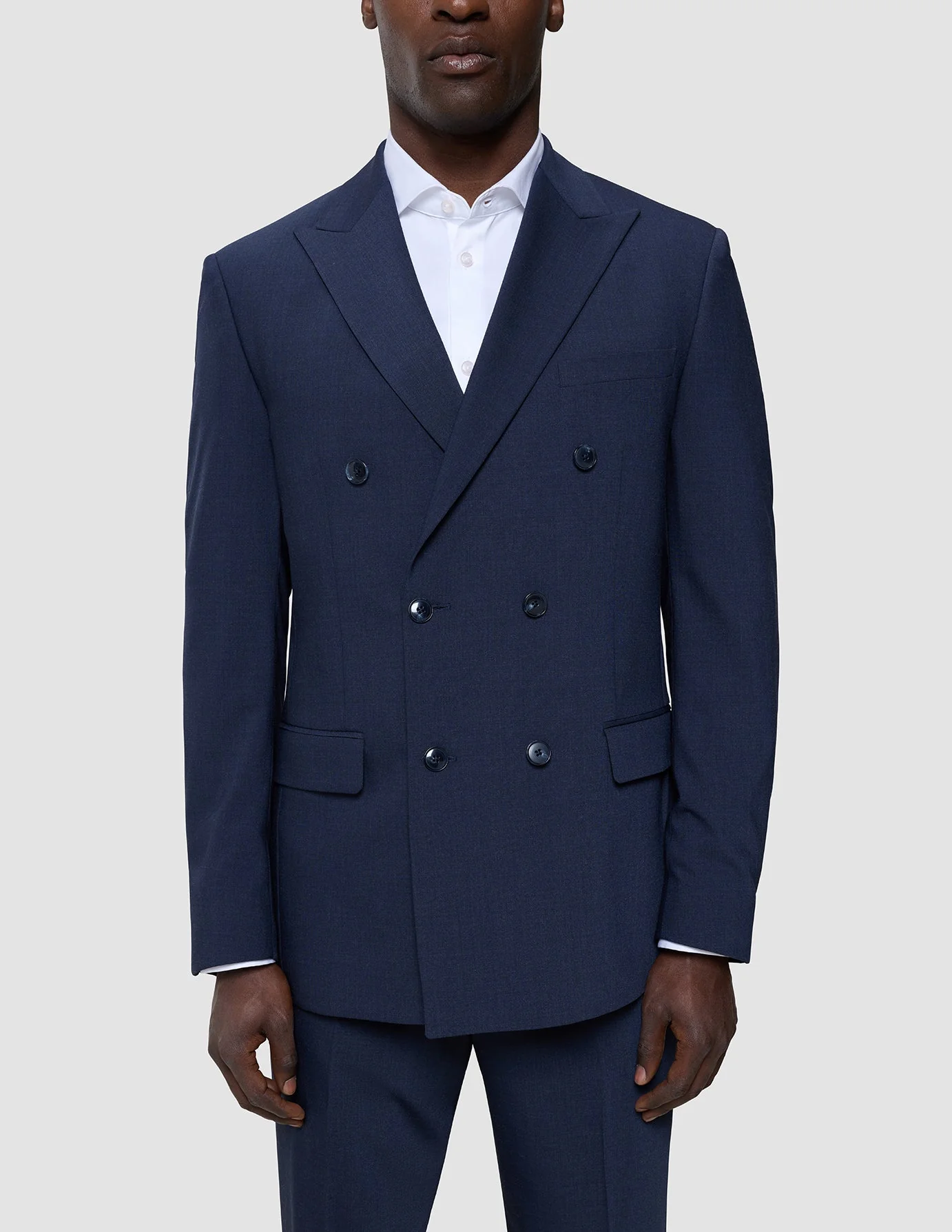 Double Breasted Tech Wool Blazer Navy - Image 5