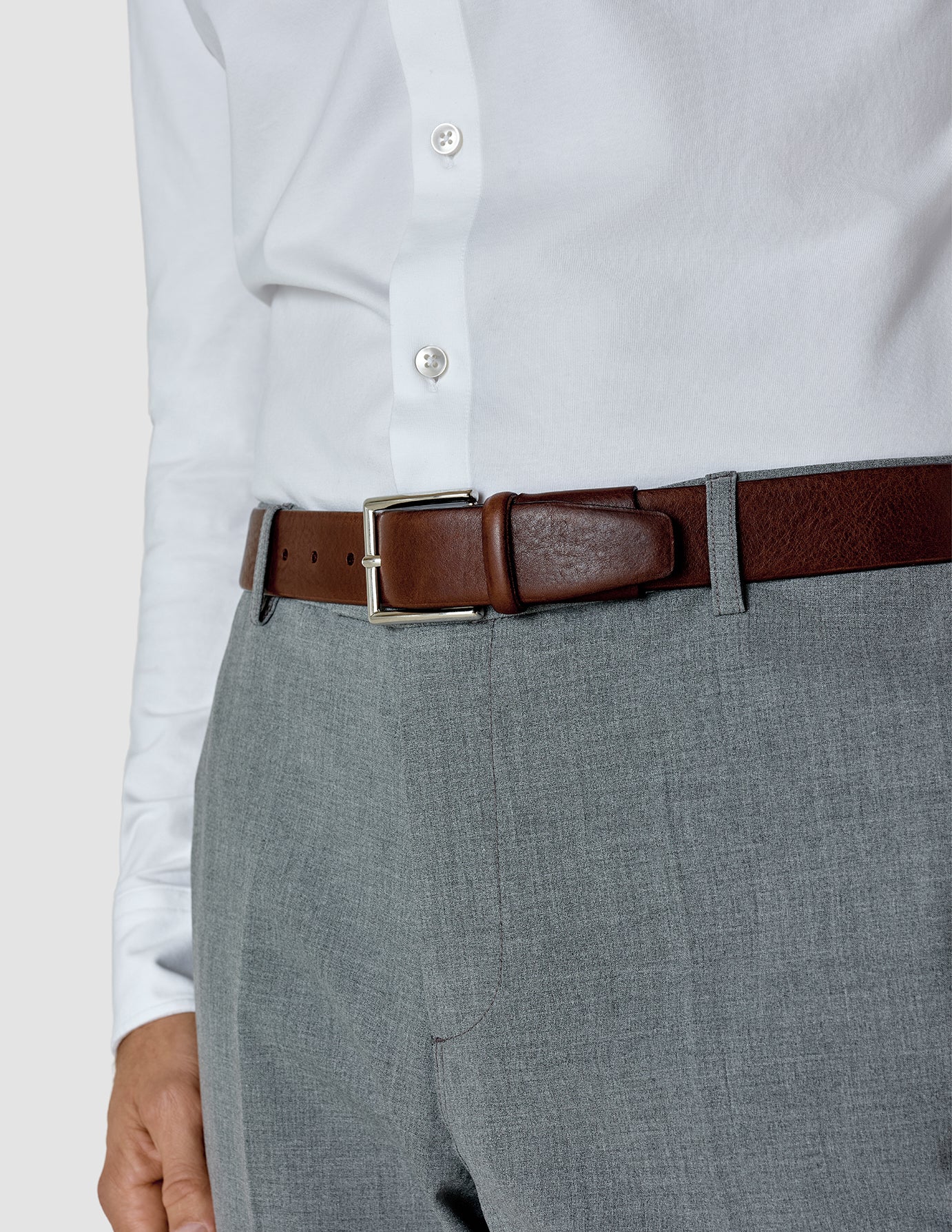 Elastic Leather Belt Dark Brown - Image 3