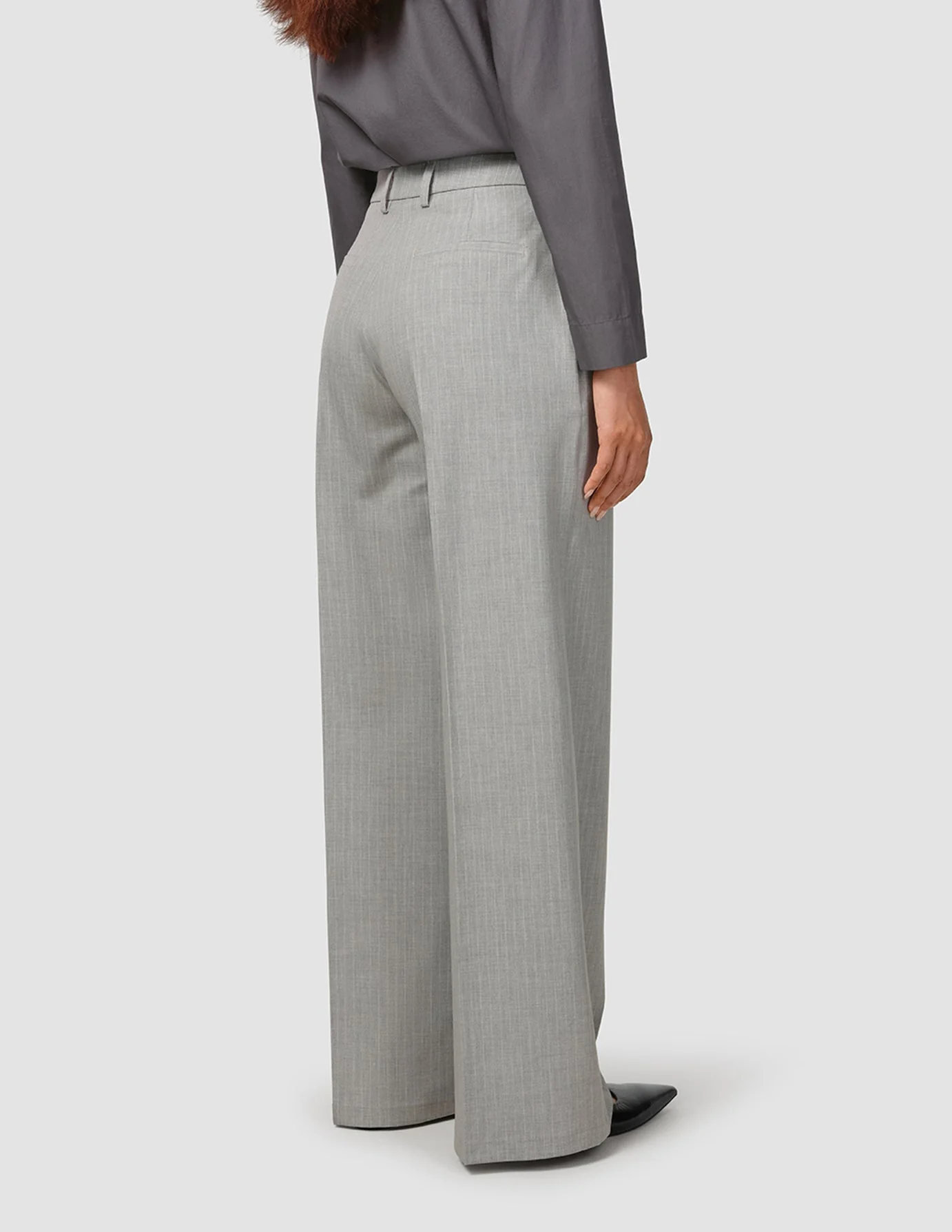 Essential Pants Wide Light Grey Pinstriped - Image 4