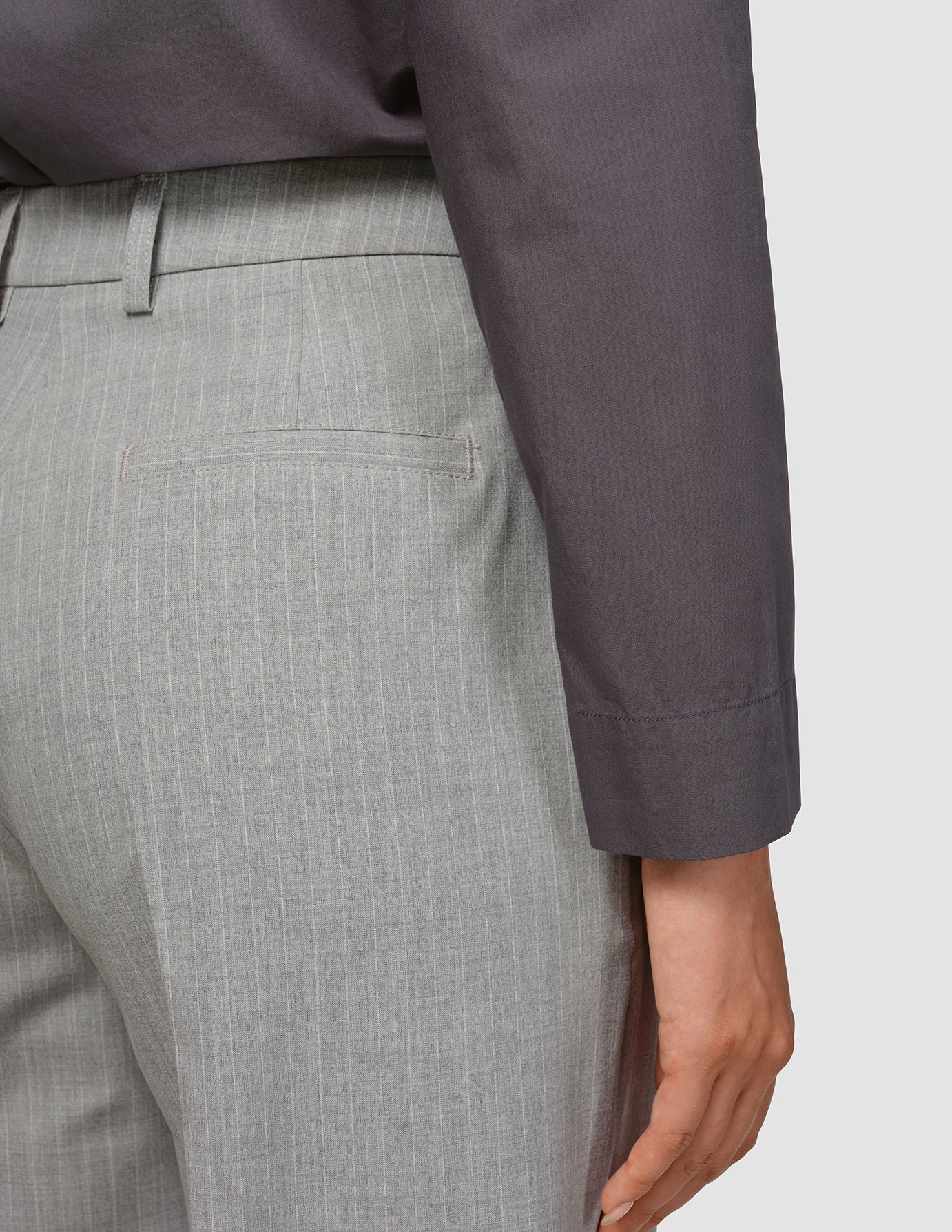 Essential Pants Wide Light Grey Pinstriped - Image 6