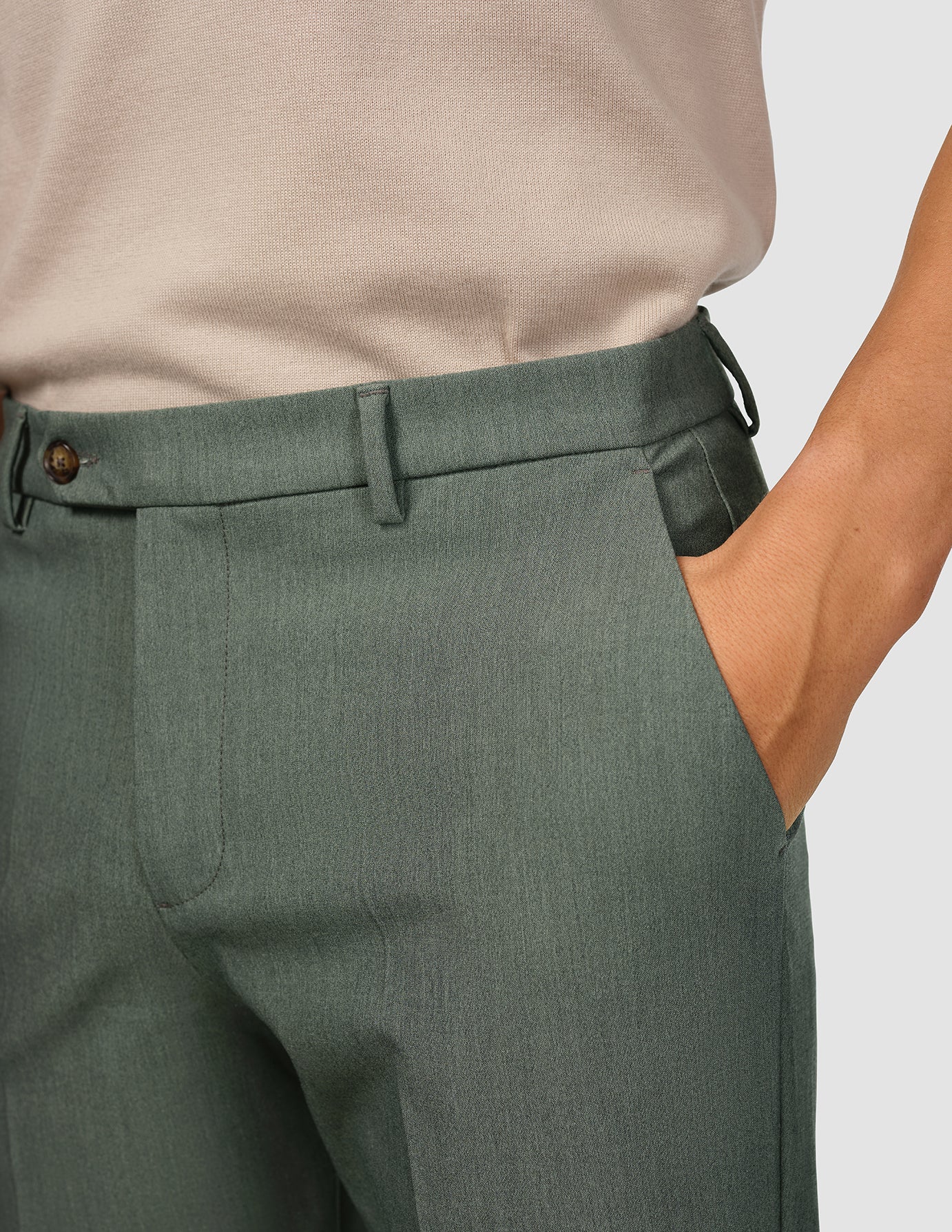 Essential Suit Pants Relaxed Fit Green Melange - Image 8