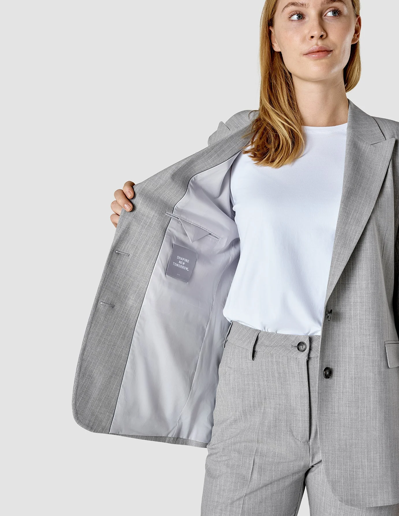 Essential Suit Tapered Light Grey Pinstriped - Image 11