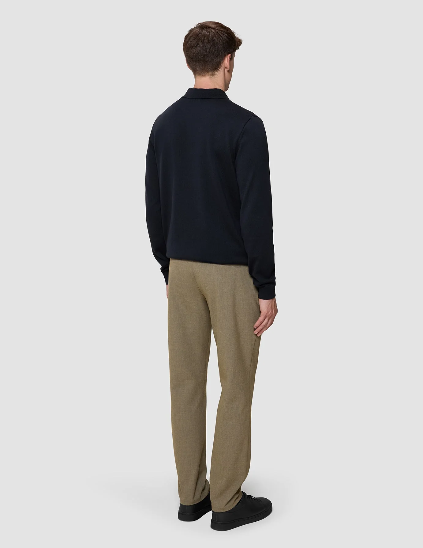 Everyday Knit Long Sleeve Polo Black - Image 6