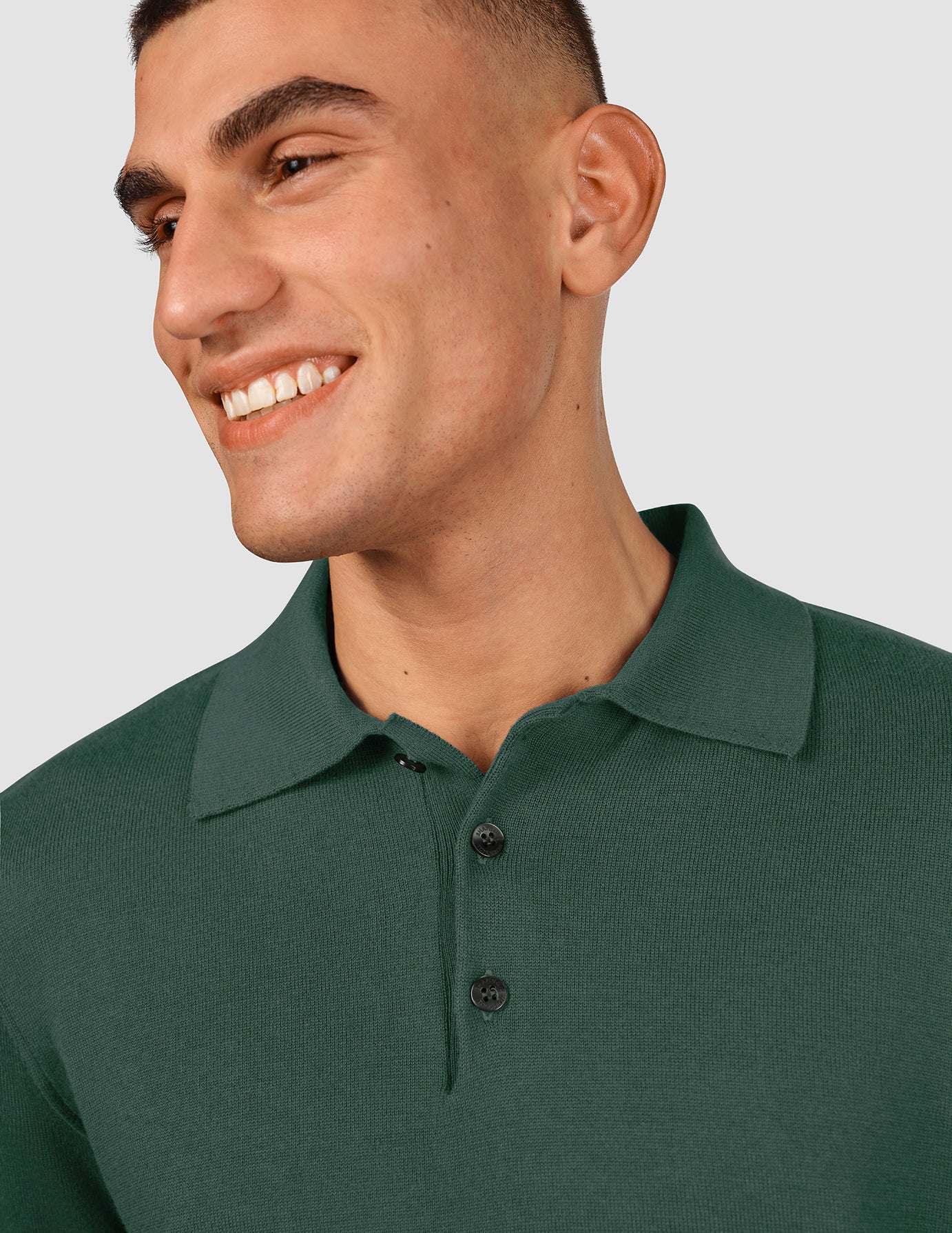 Everyday Knit Long Sleeve Polo Shadow Green - Image 5