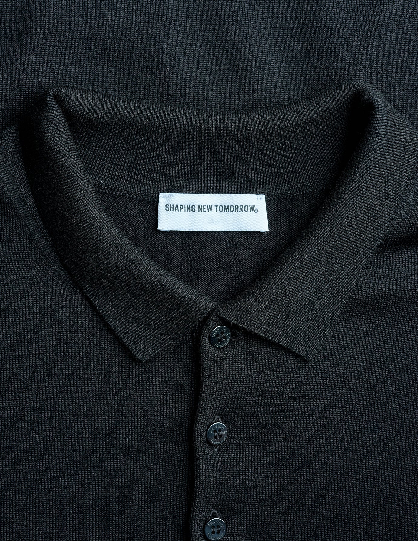 Premium Merino Long Sleeve Polo Black - Image 6