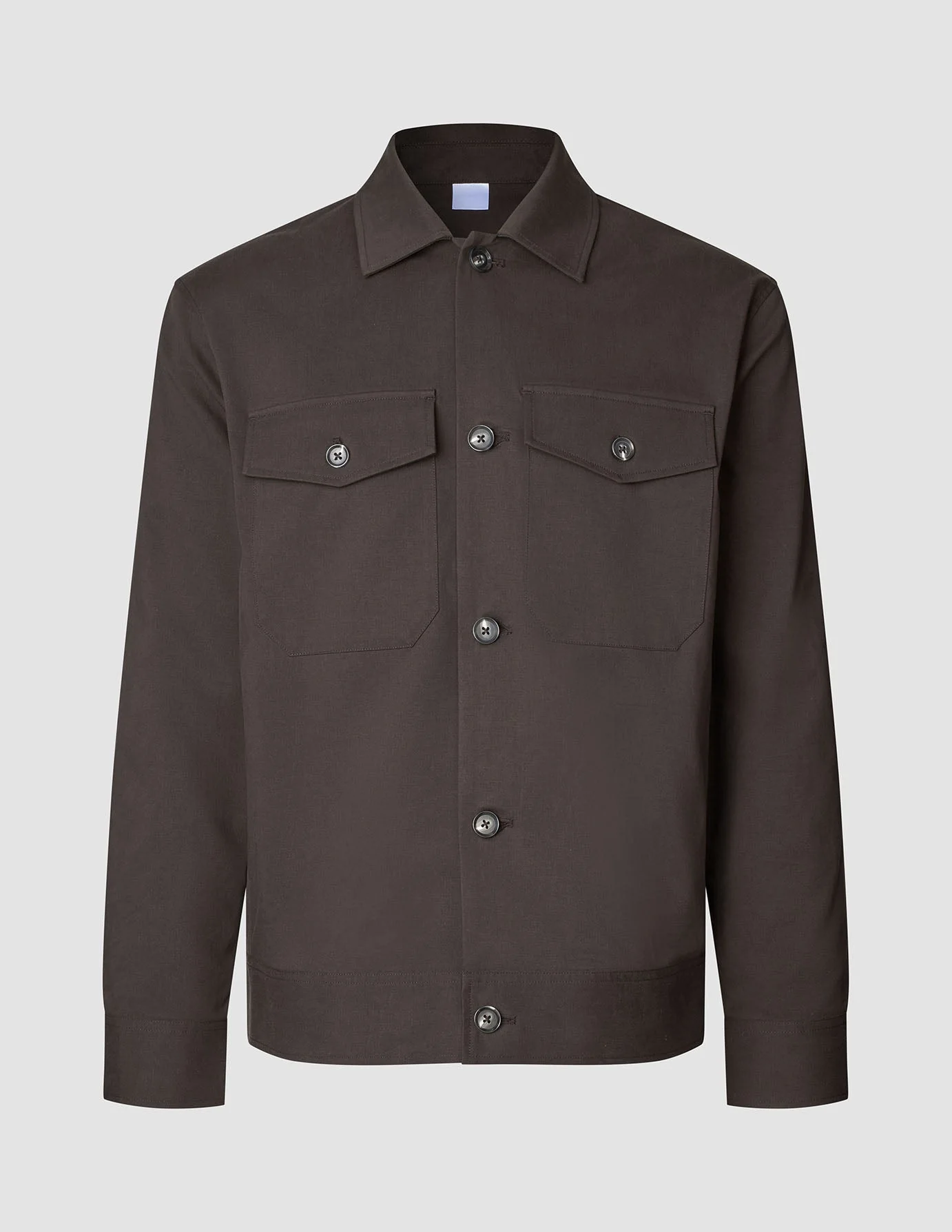 Refine Cotton Shirt Jacket Dark Brown - Image 3