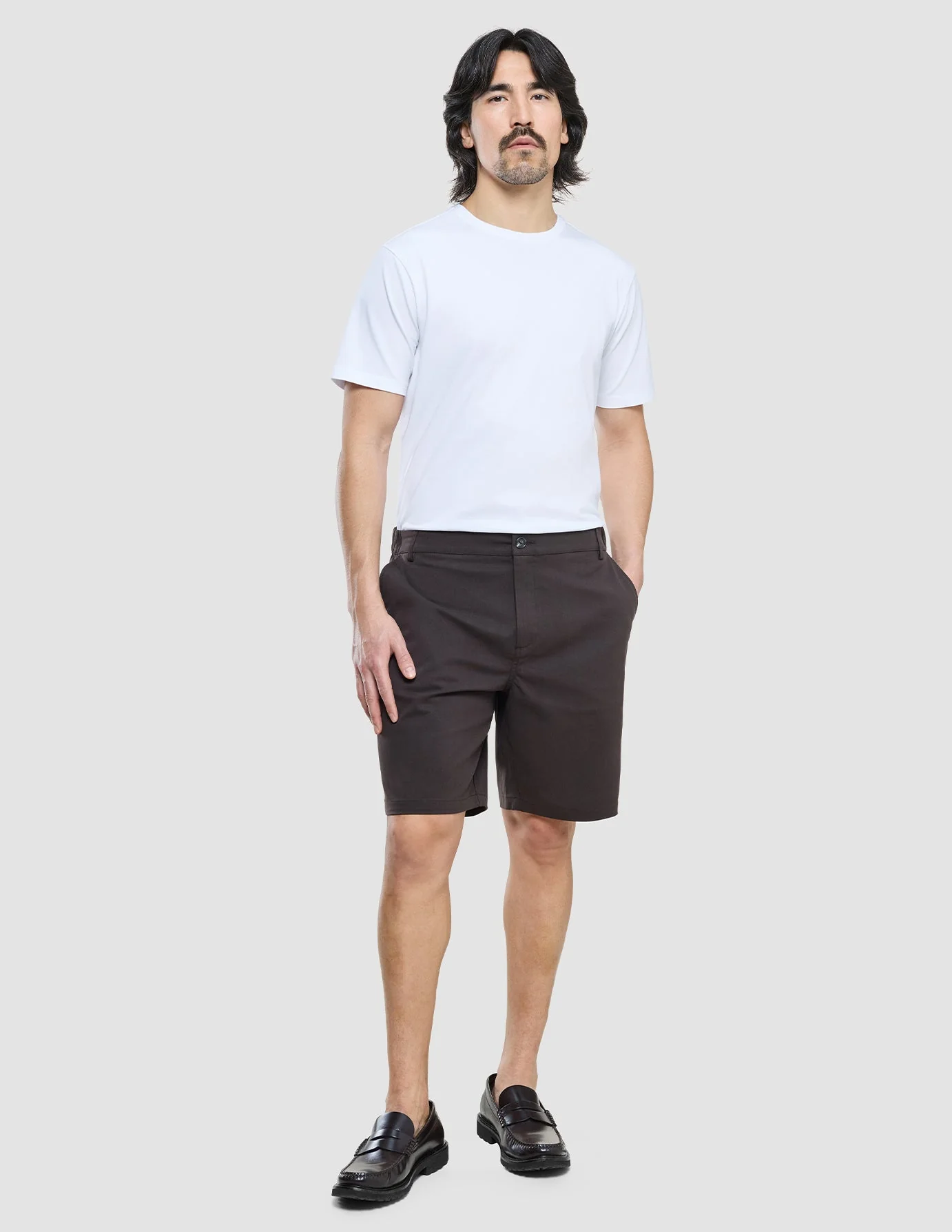 Refine Cotton Shorts Dark Brown - Image 2
