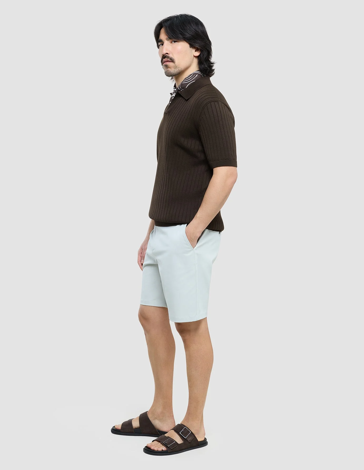Refine Cotton Shorts Mint Grey - Image 5