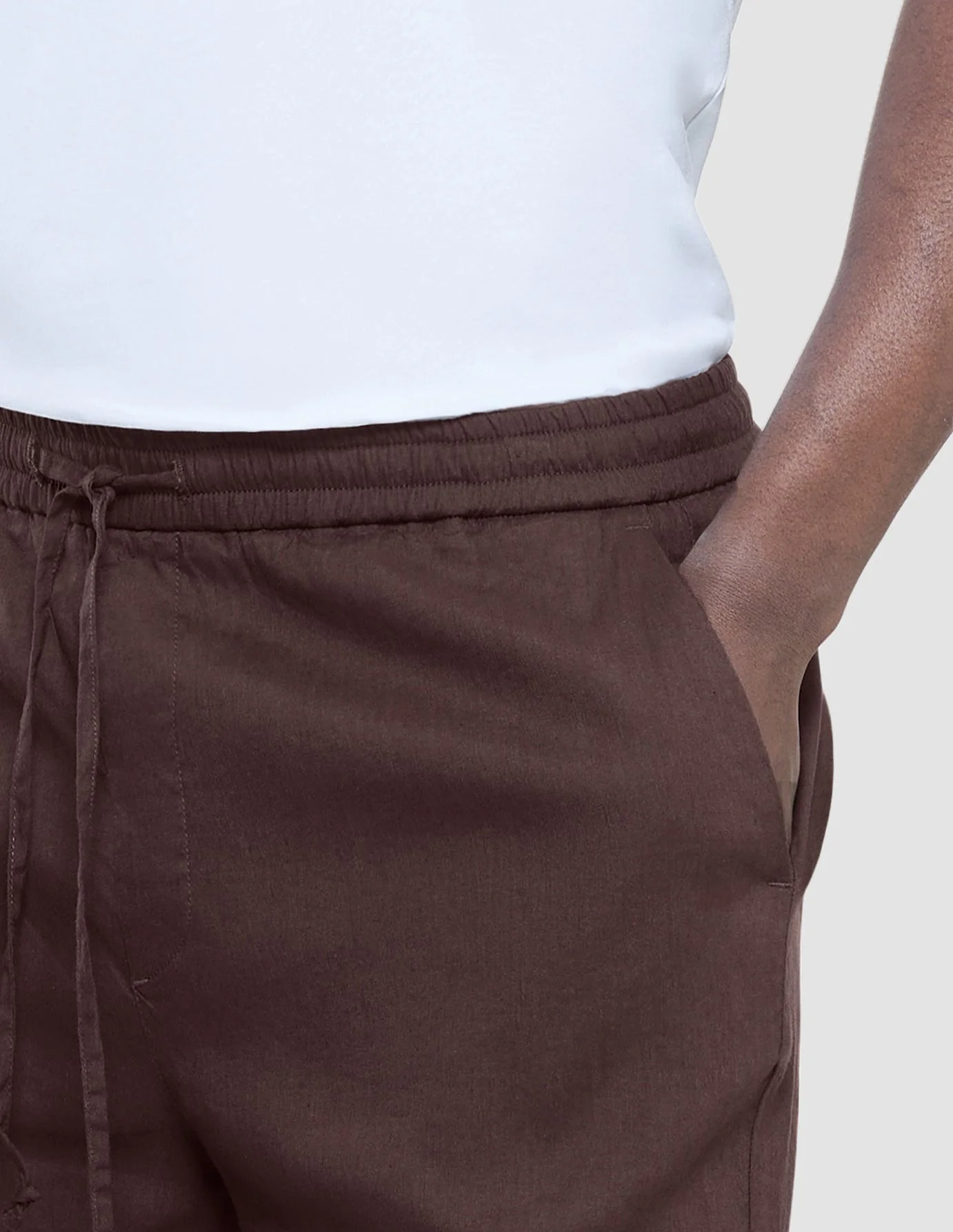 Refined Linen Pants Dark Brown - Image 4