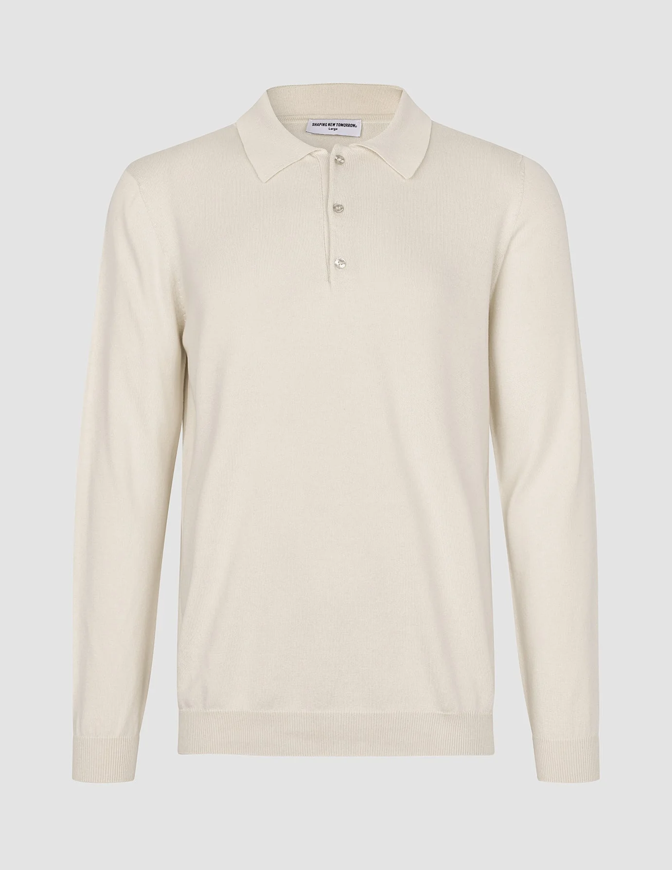 Seamless Core Knit Long Sleeve Polo Birchwood - Image 3
