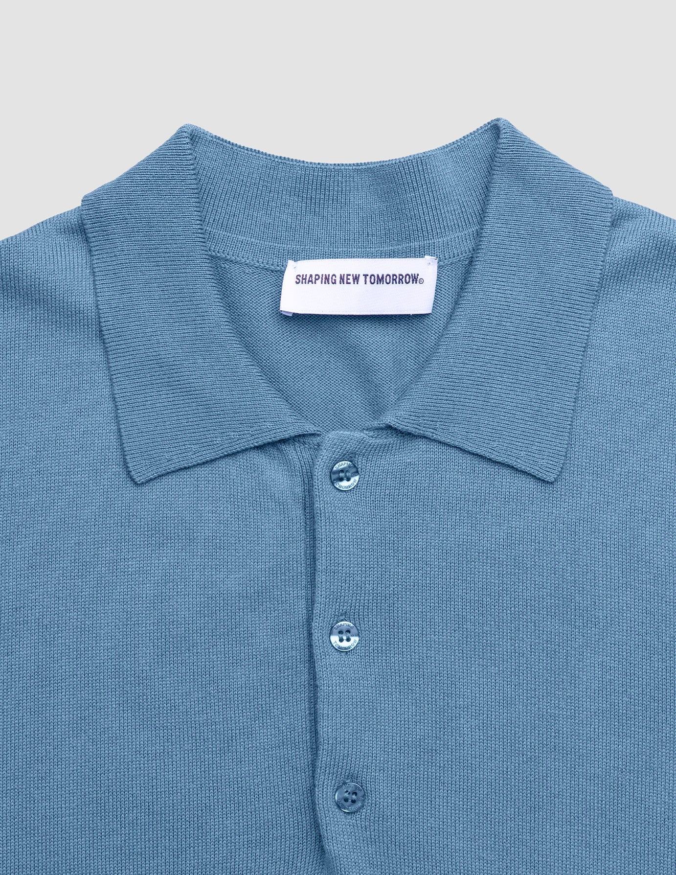 Seamless Core Knit Short Sleeve Polo Blue Tide - Image 6