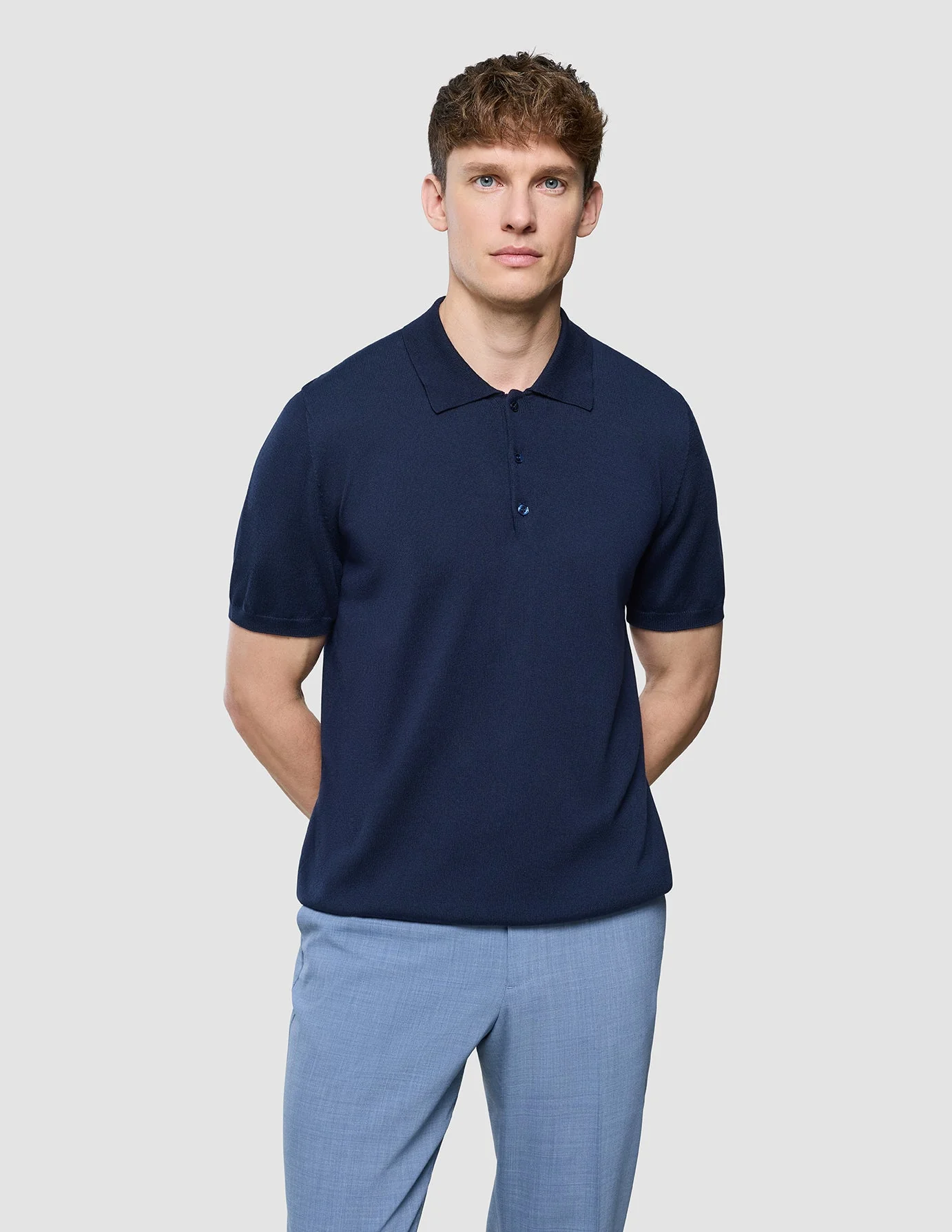 Seamless Core Knit Short Sleeve Polo Dark Navy - Image 2