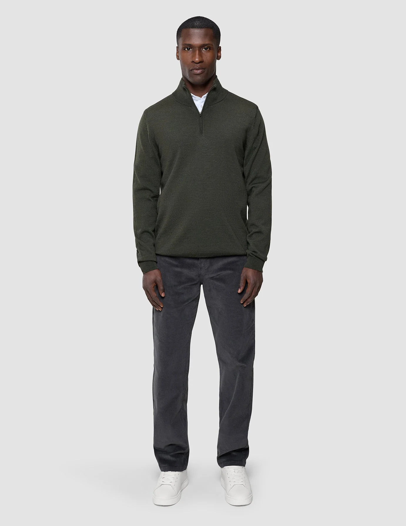 Seamless Premium Merino Knit Half Zip Green Night - Image 2