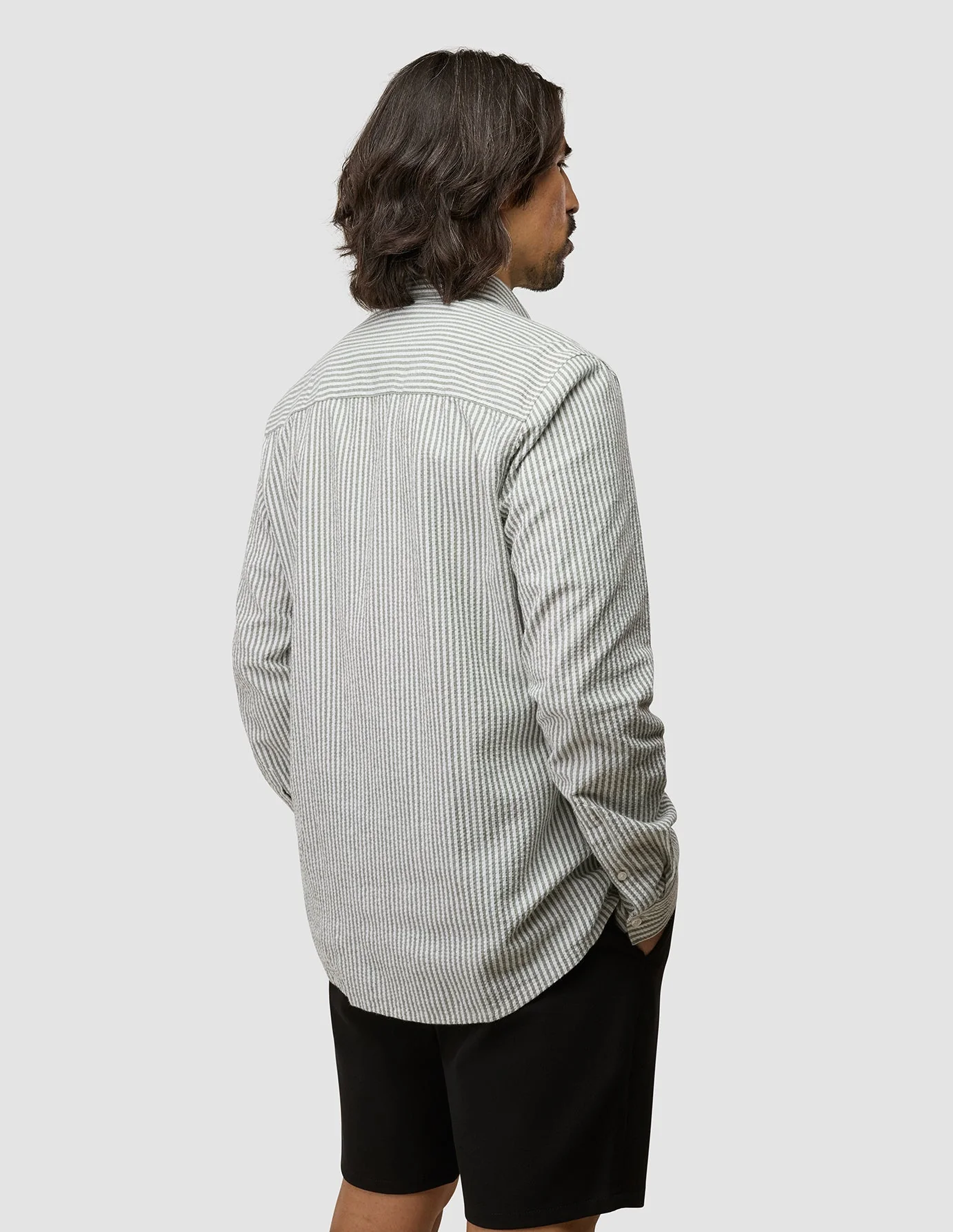 Seersucker Casual Shirt Green Stripes - Image 6