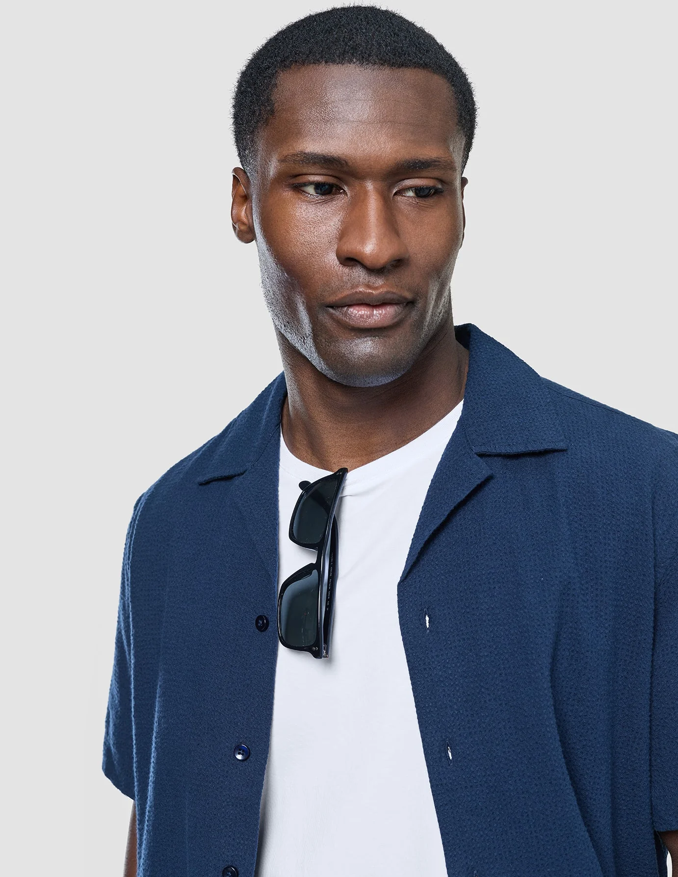Seersucker Short Sleeve Shirt Dark Navy - Image 5