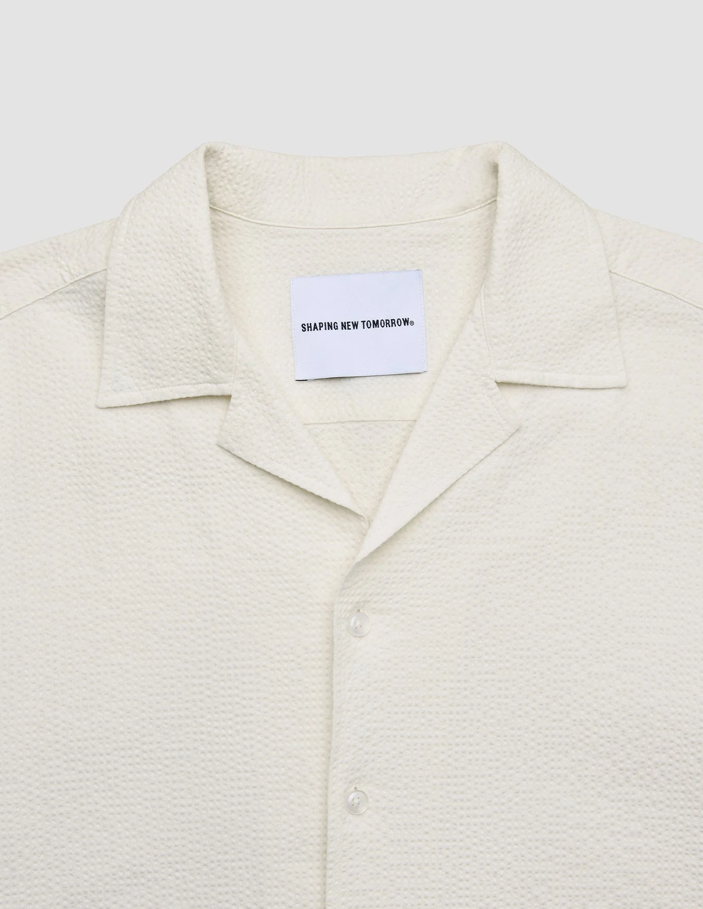Seersucker Short Sleeve Shirt Off White - Image 6