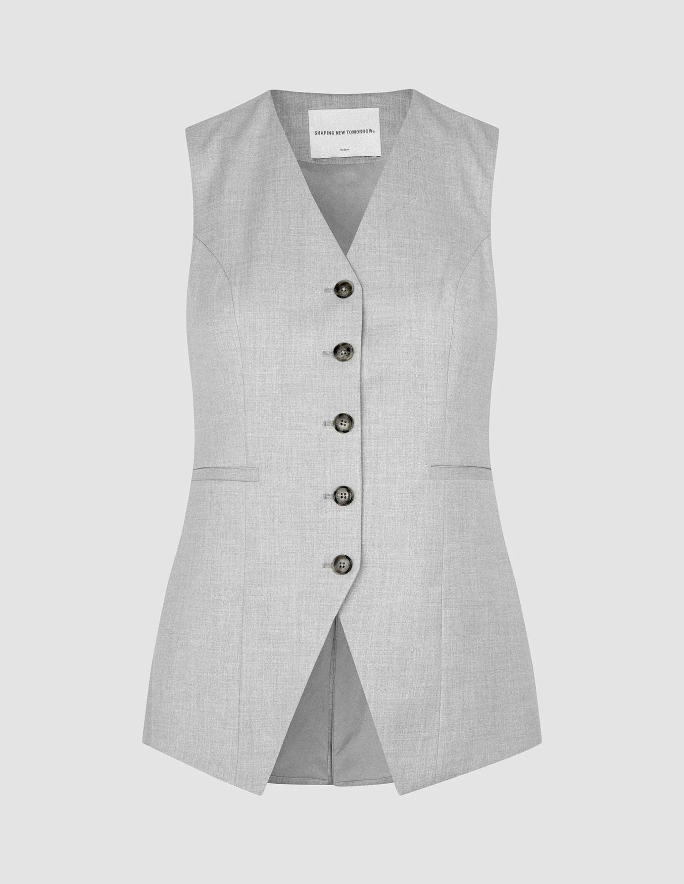 Skye Set Grey Pine Melange Long Vest & Shorts - Image 4