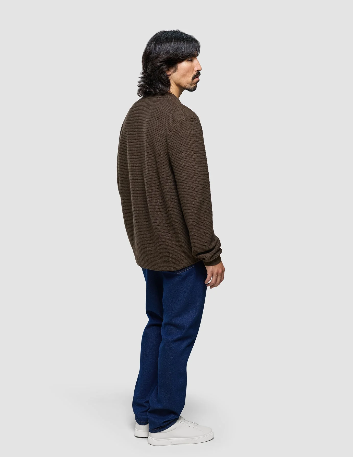Structured Knit Cardigan Dark Brown - Image 5