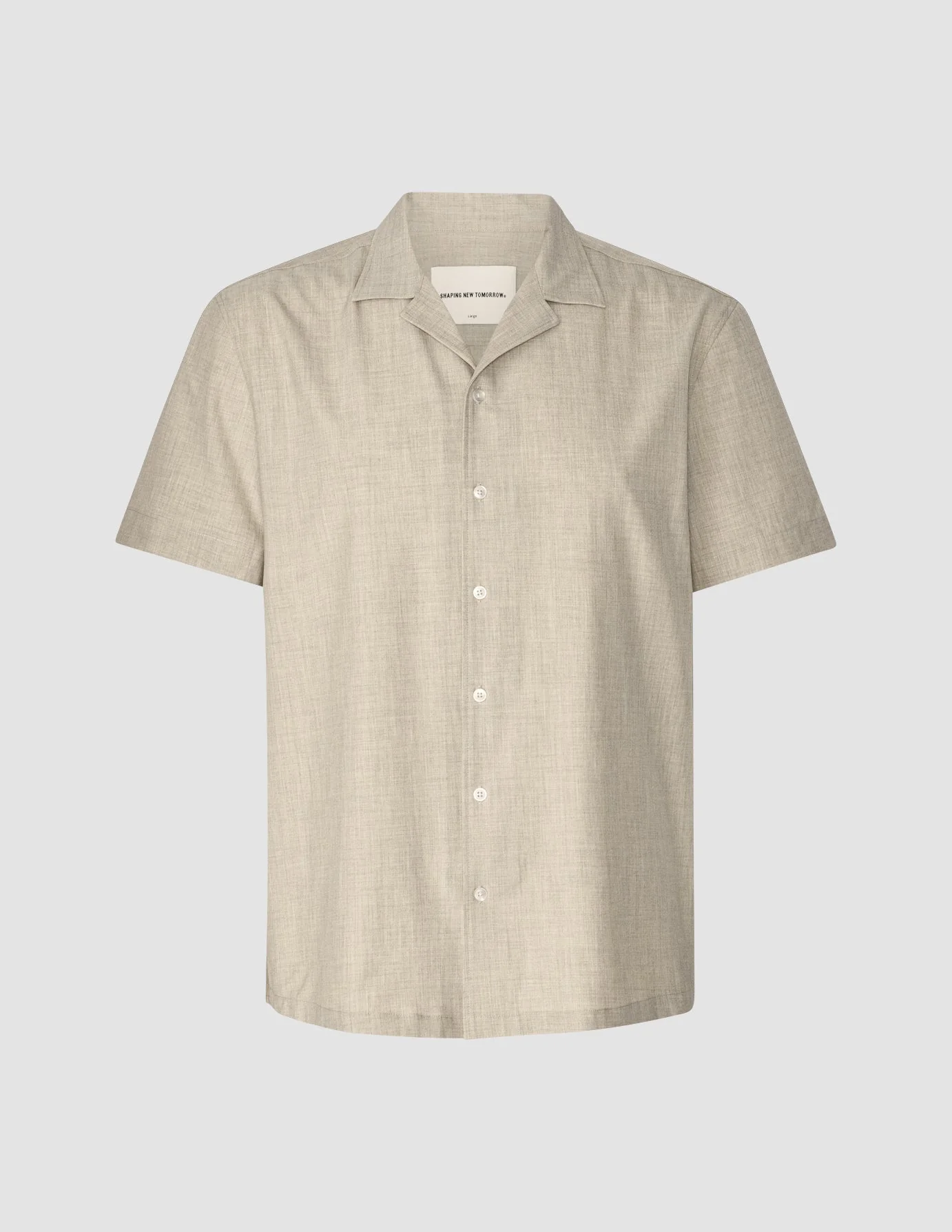 Tech Linen Bowling Short Sleeve Shirt Sandshell - Image 3