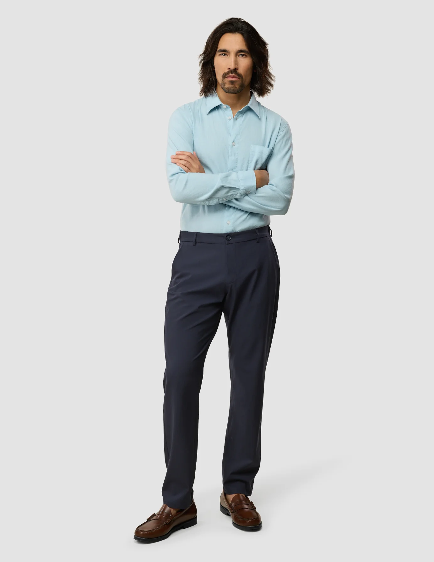 Tech Linen Elastic Pants Midnight Blue - Image 2