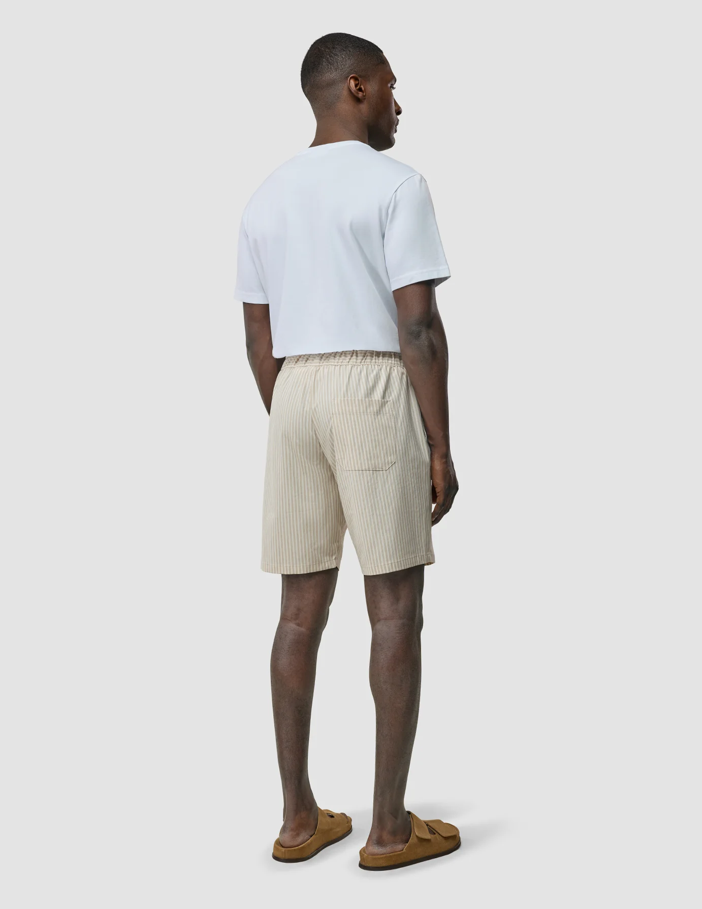 Tech Linen Elastic Shorts Sandshell Stripe - Image 4