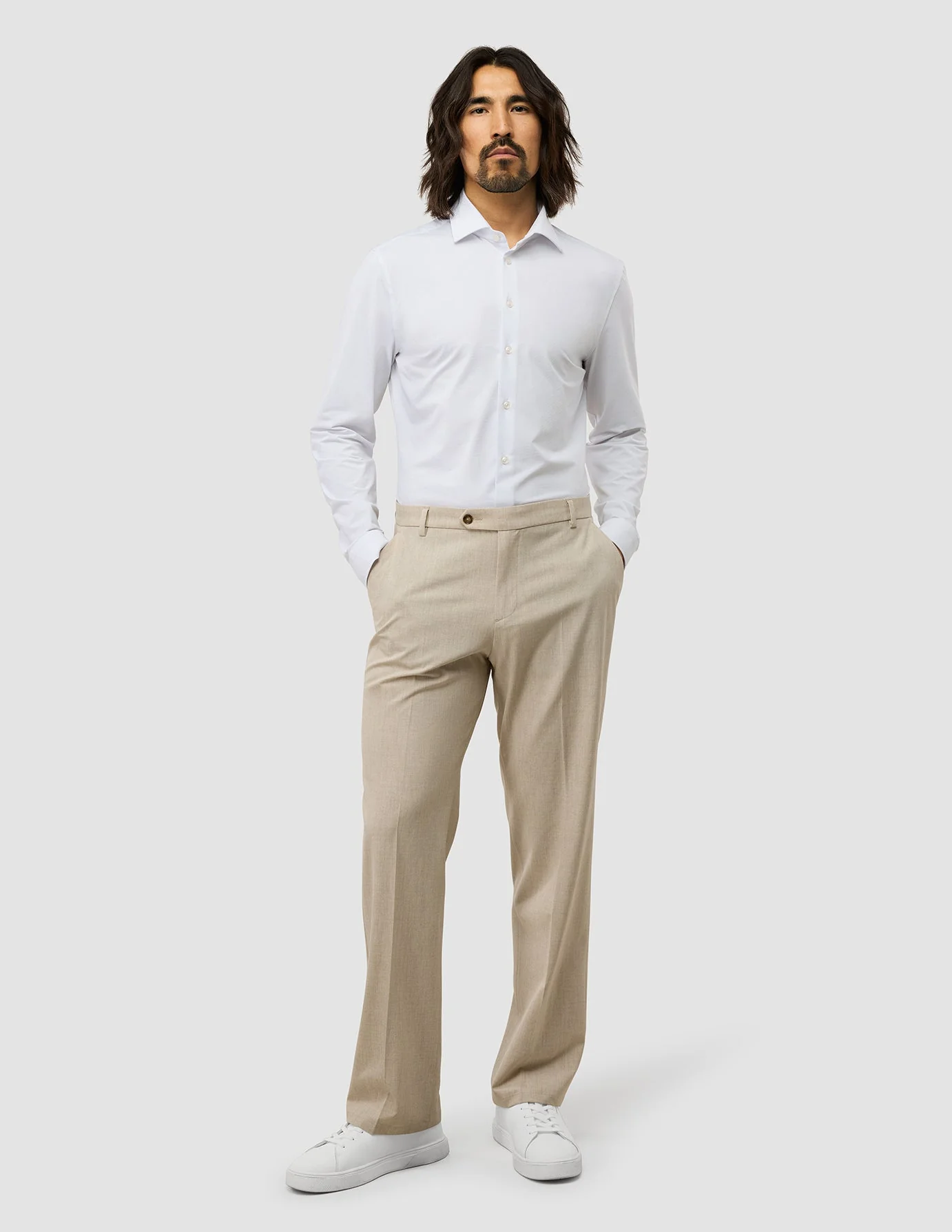 Tech Linen Suit Pants Relaxed Fit Sandshell - Image 2