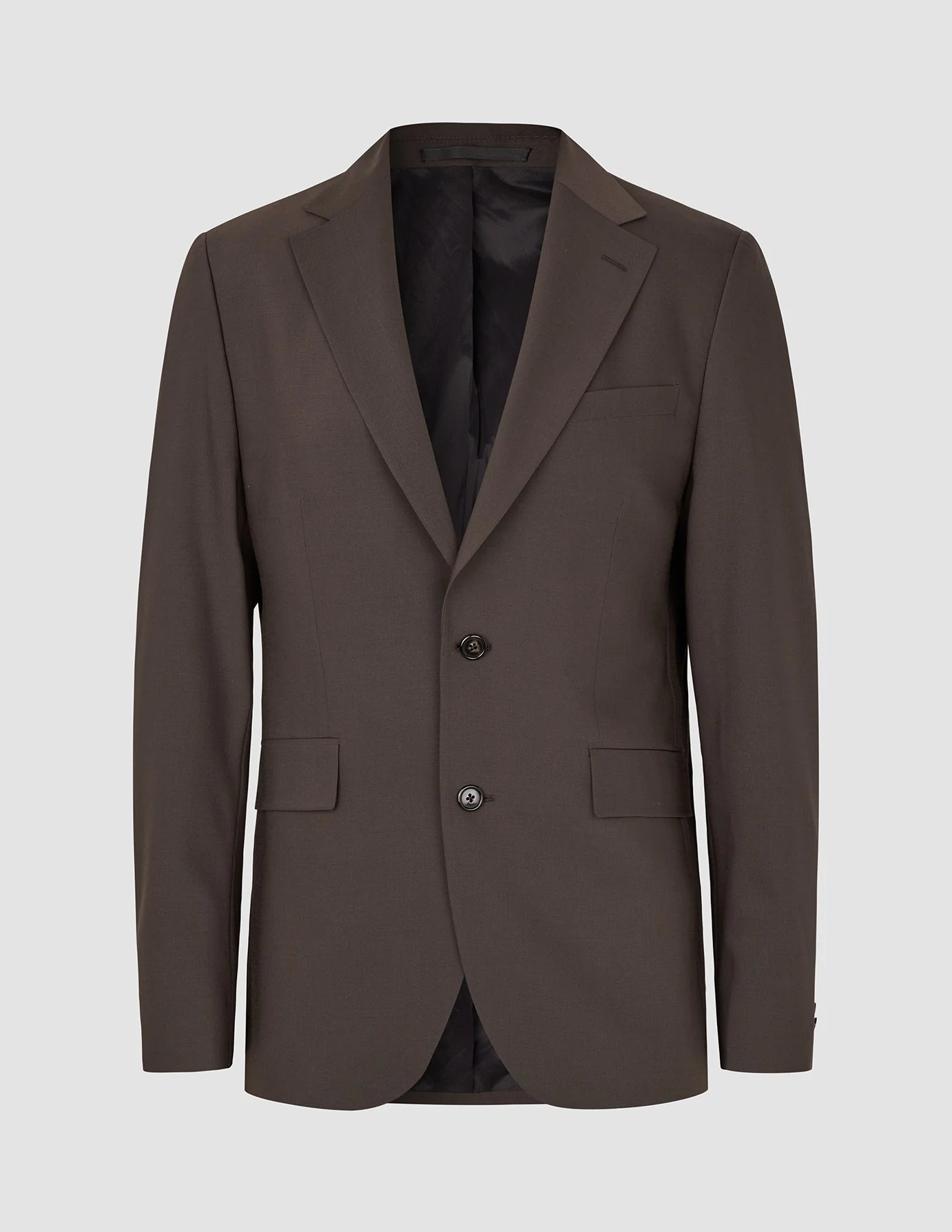 Tech Wool Blazer Dark Cocoa Brown Slim - Image 3