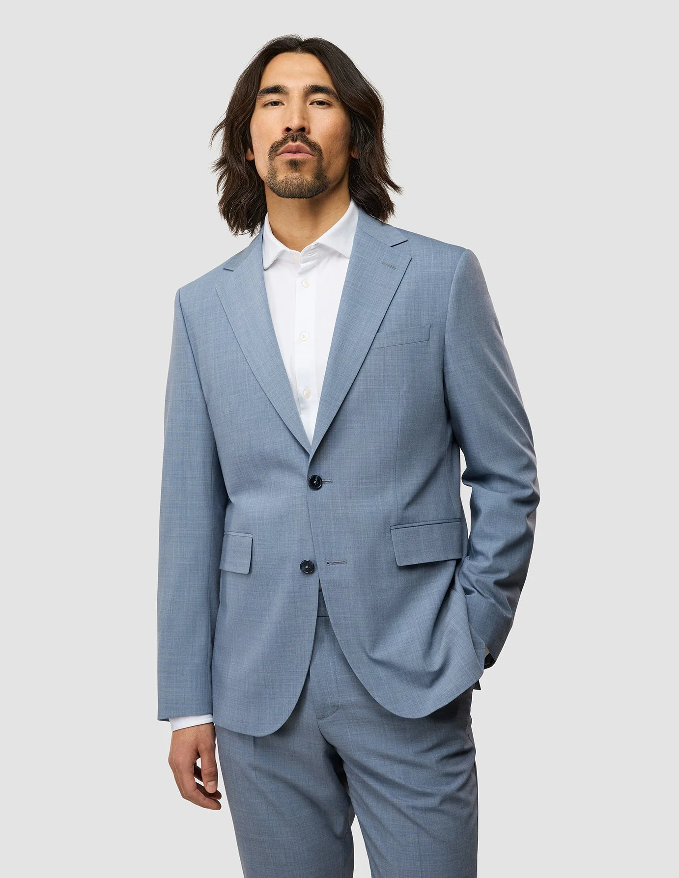 Tech Wool Blazer Light Blue Slim - Image 4