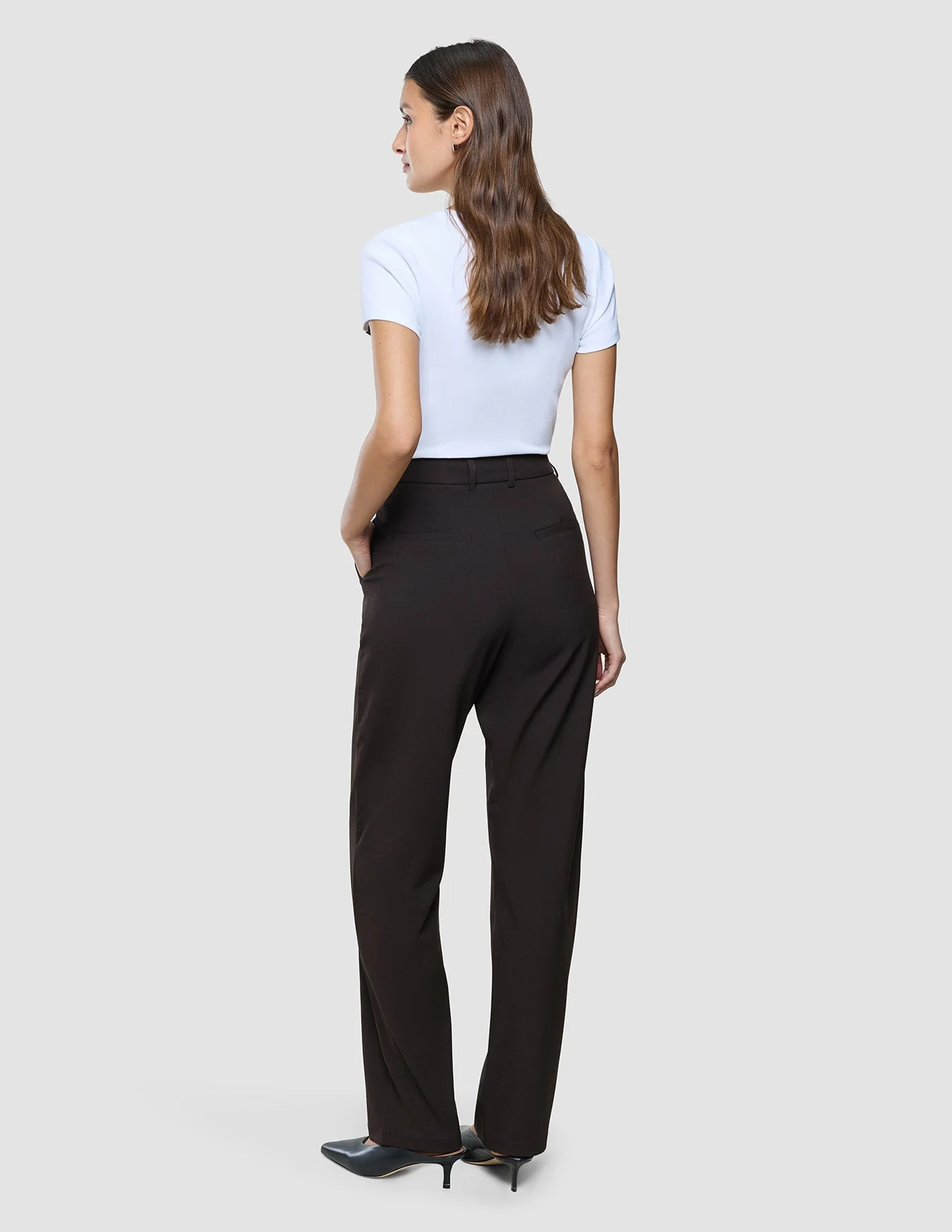 Women Ease Pants Straight Mocha Melange - Image 6