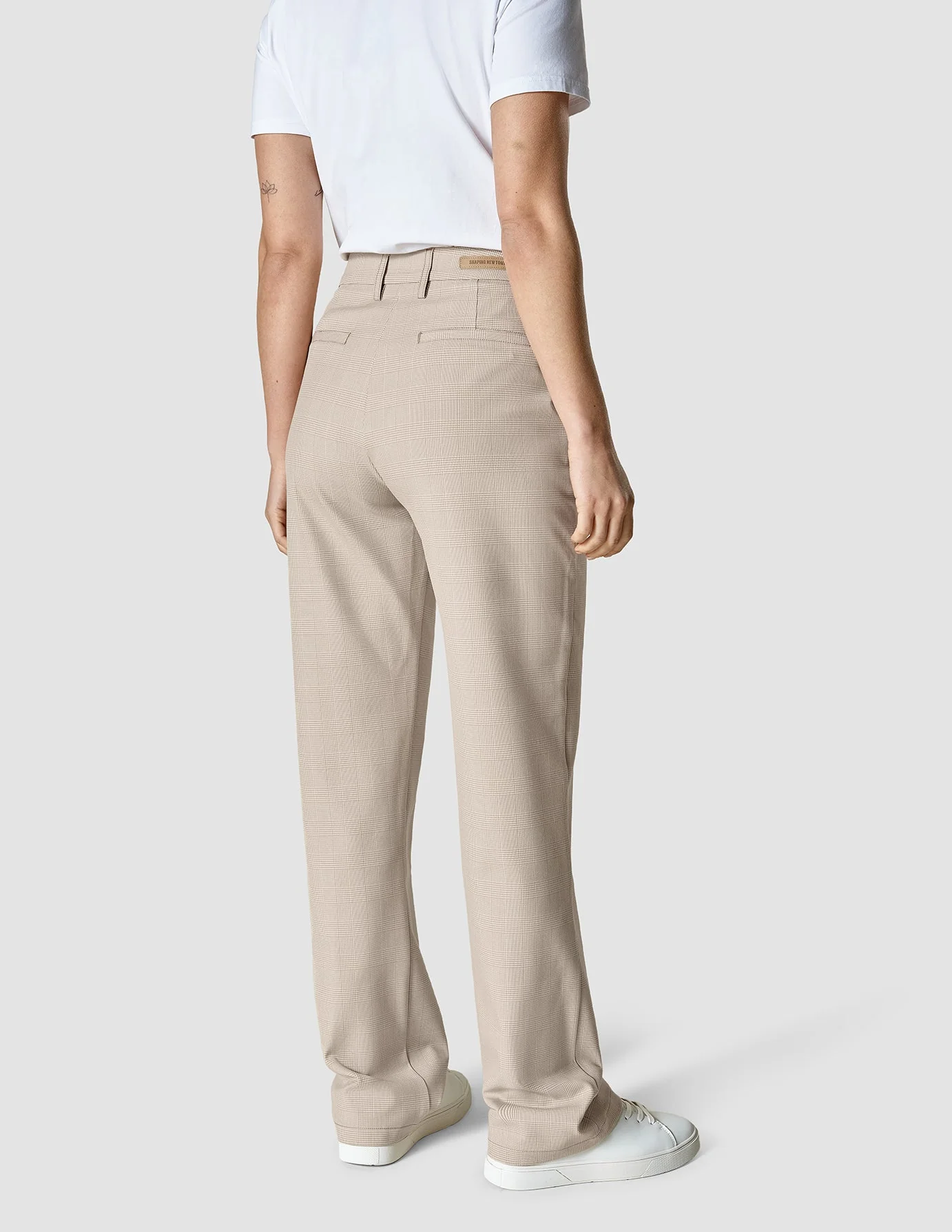 Essential Pants Straight Toffee Check - Image 4