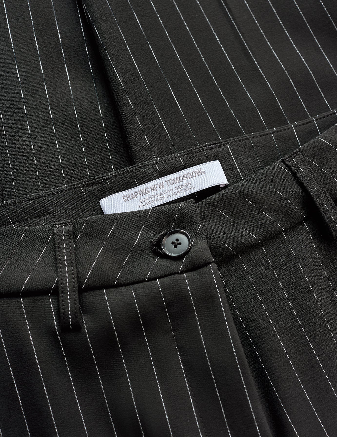 Essential Pants Tapered Black Silver Pinstripe - Image 8