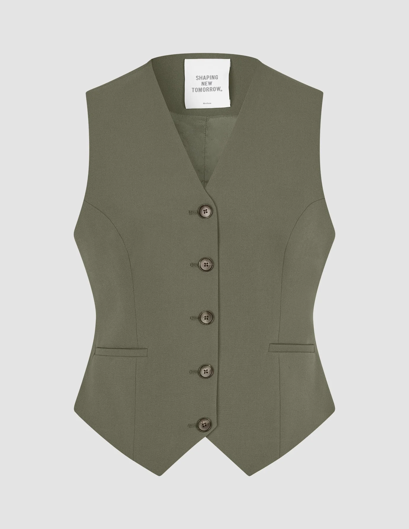 Essential Vest Short Dark Olive - Image 3