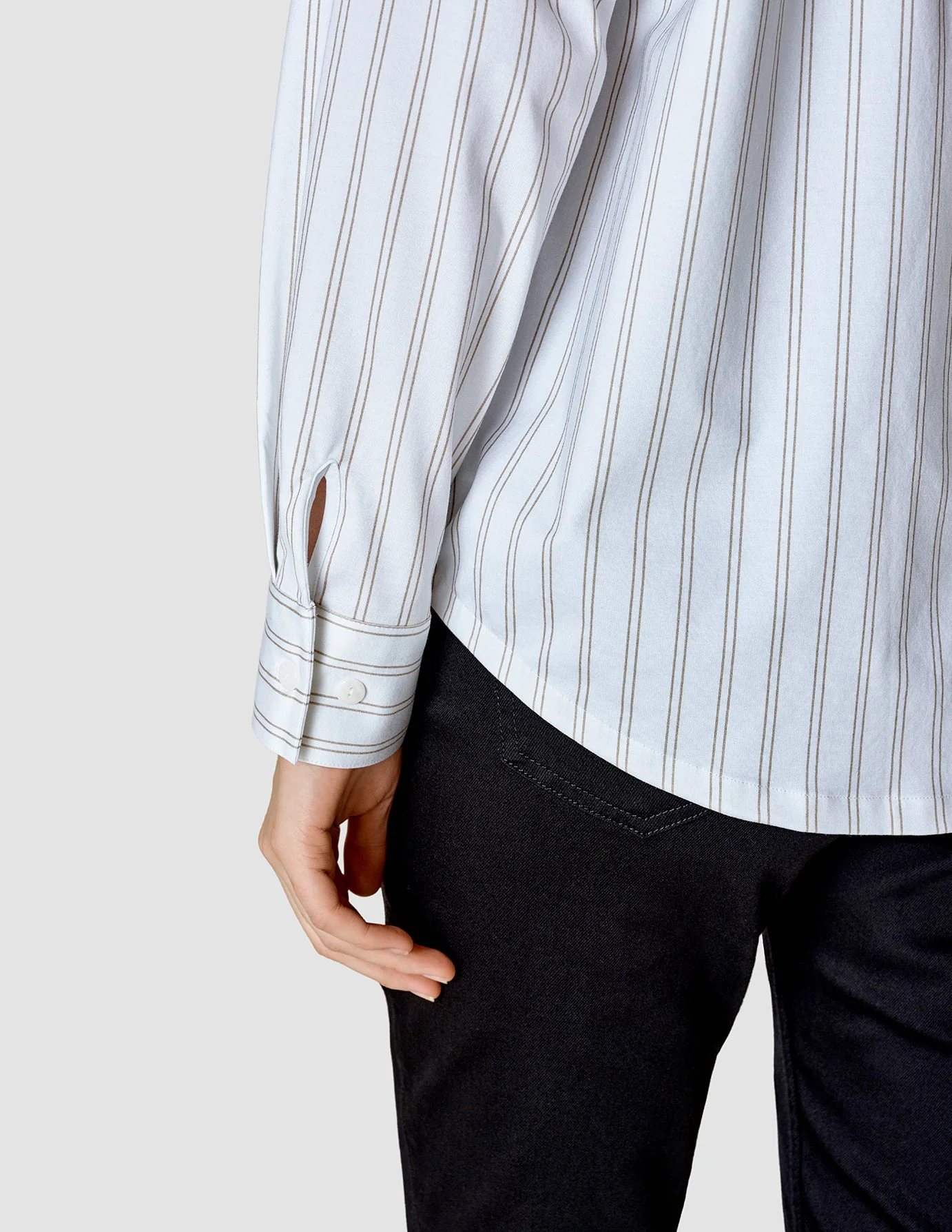 Oversized Long Sleeve Shirt Halo Stripes Latte - Image 7