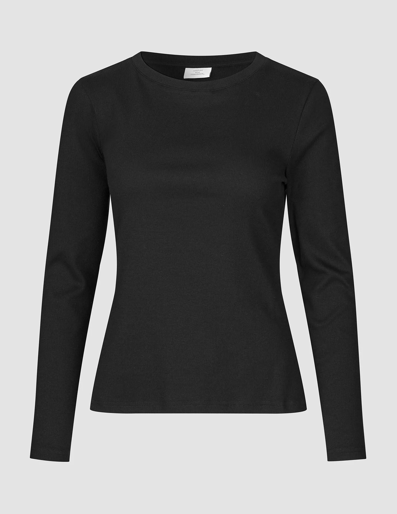 Women Rib T-Shirt Long Sleeve Black - Image 3