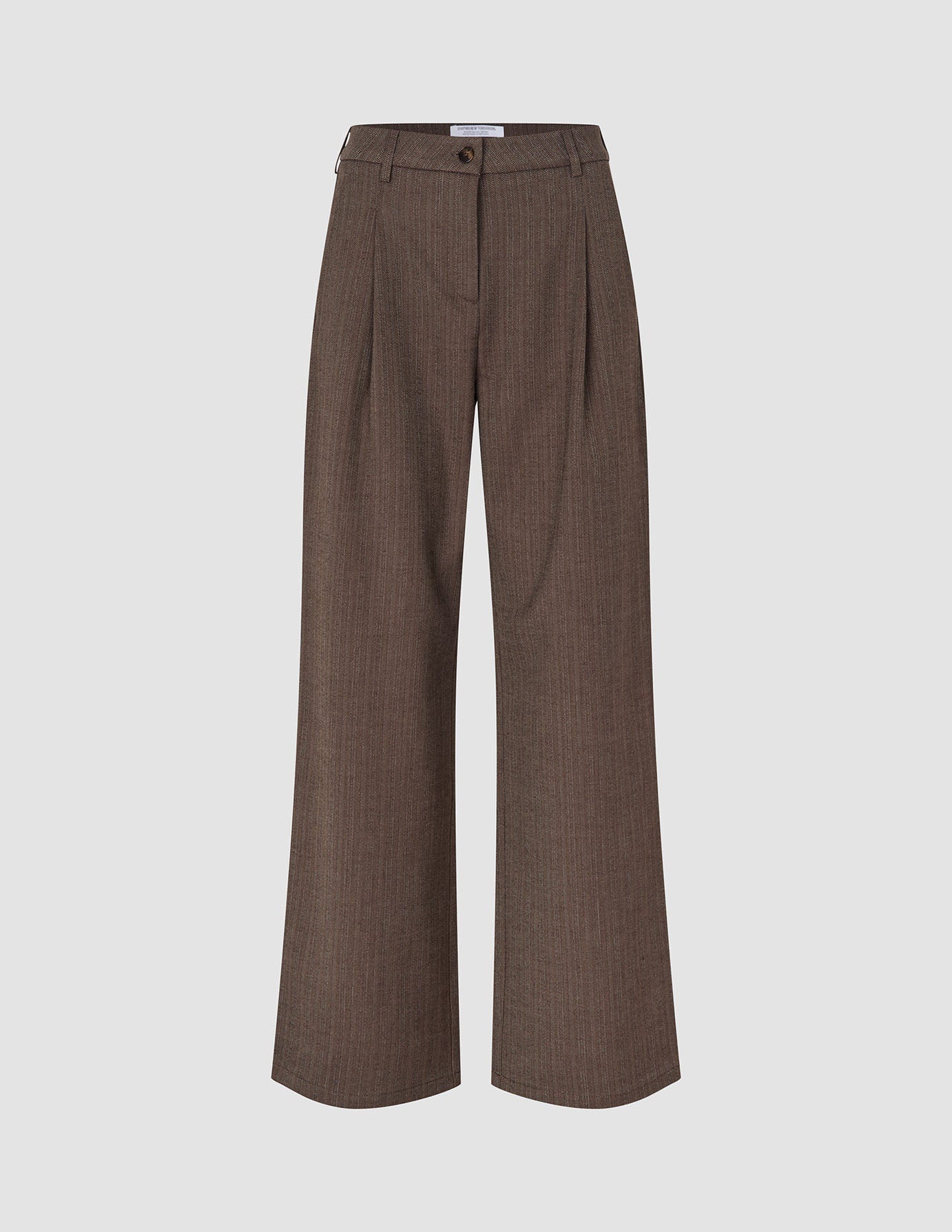 Women Serene Pants Wide Brown Stone Herringbone - Image 3