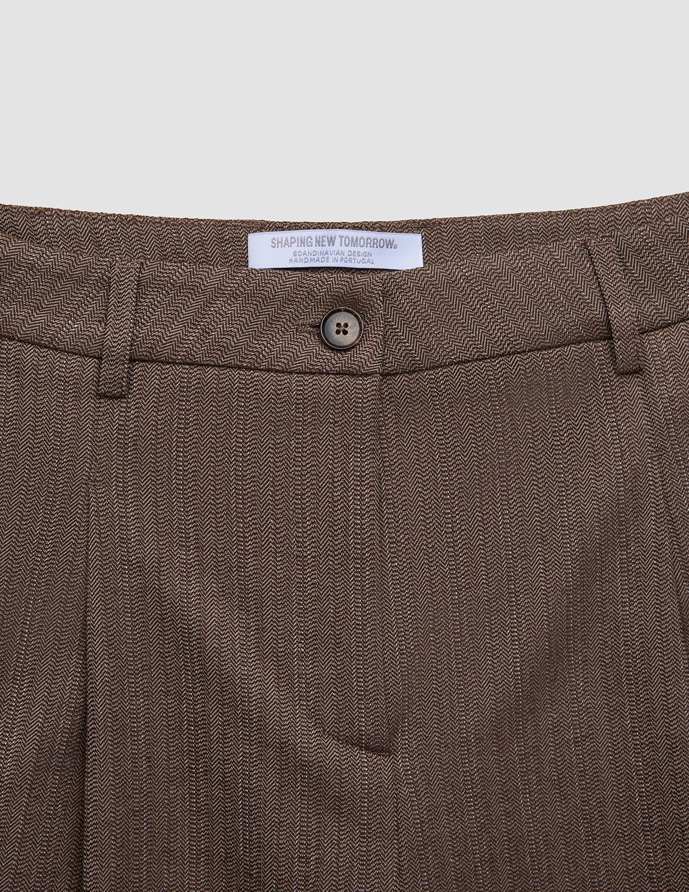 Women Serene Pants Wide Brown Stone Herringbone - Image 6