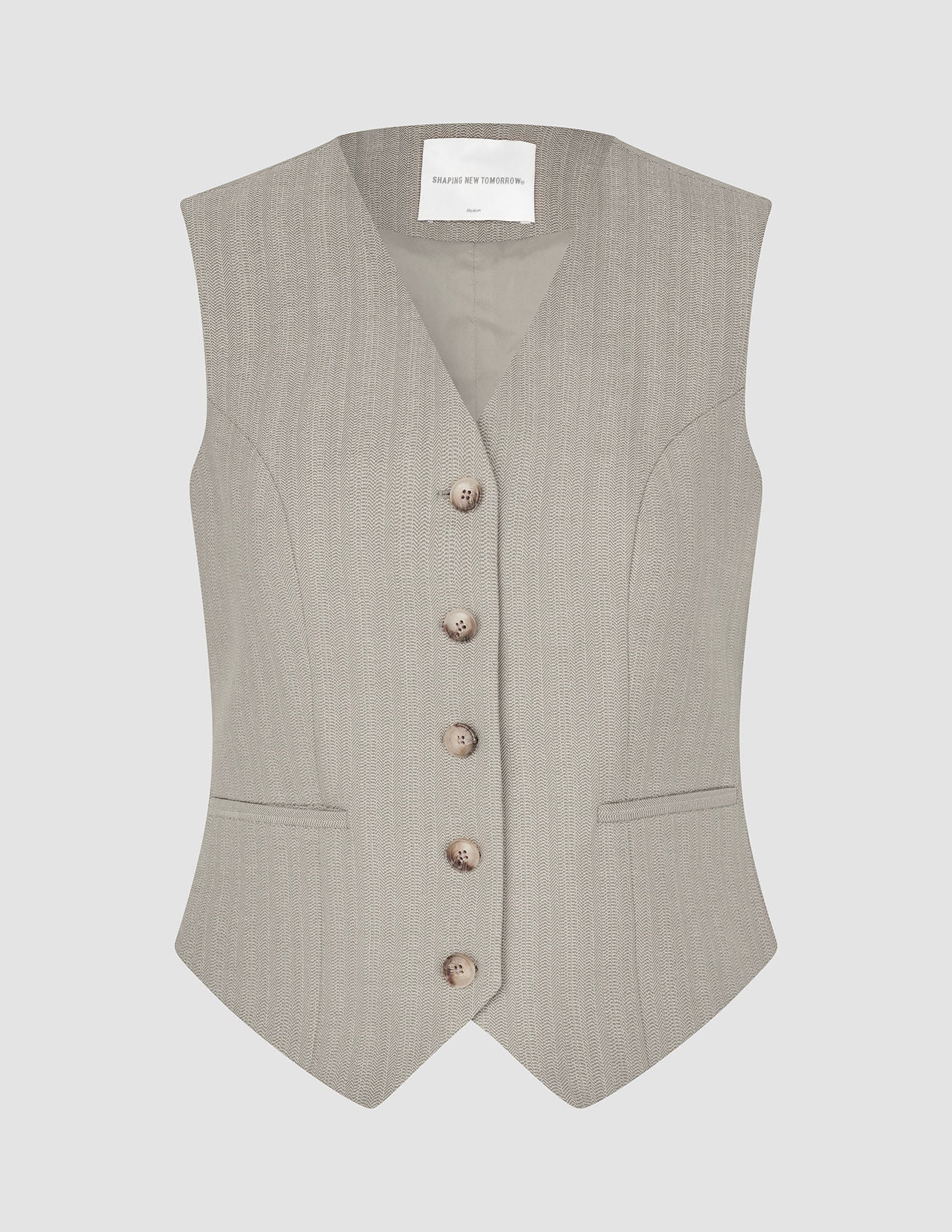Women Serene Short Vest Burnt Sugar Herringbone - Image 3