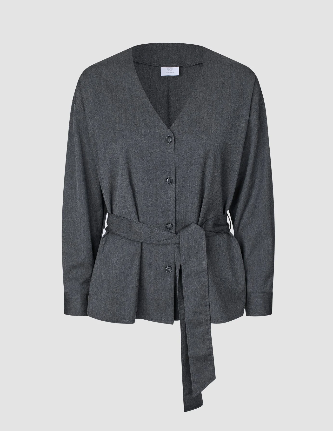 Women's Skye Belted Overshirt Charcoal Melange - Image 3