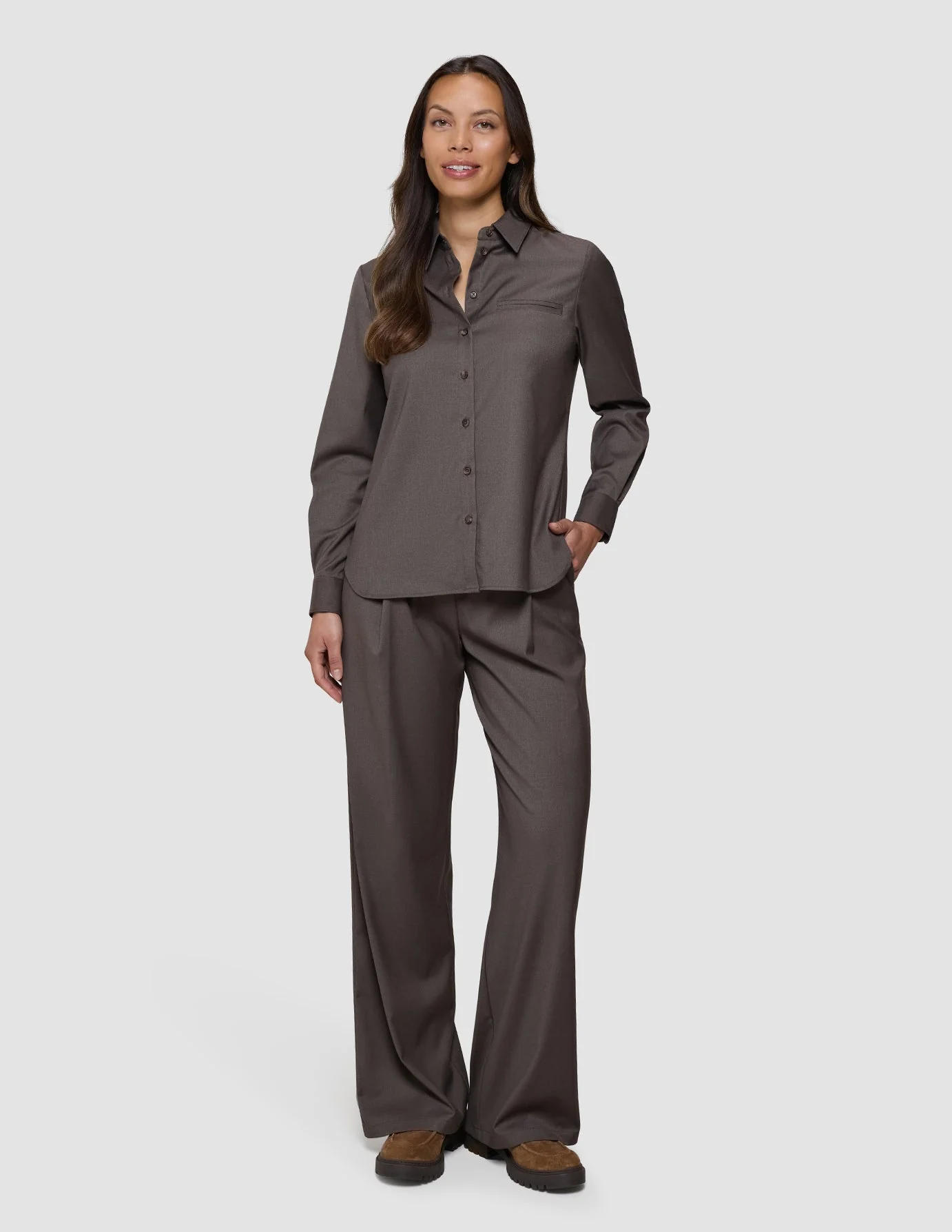 Women's Skye Shirt Dark Chestnut Melange - Image 4
