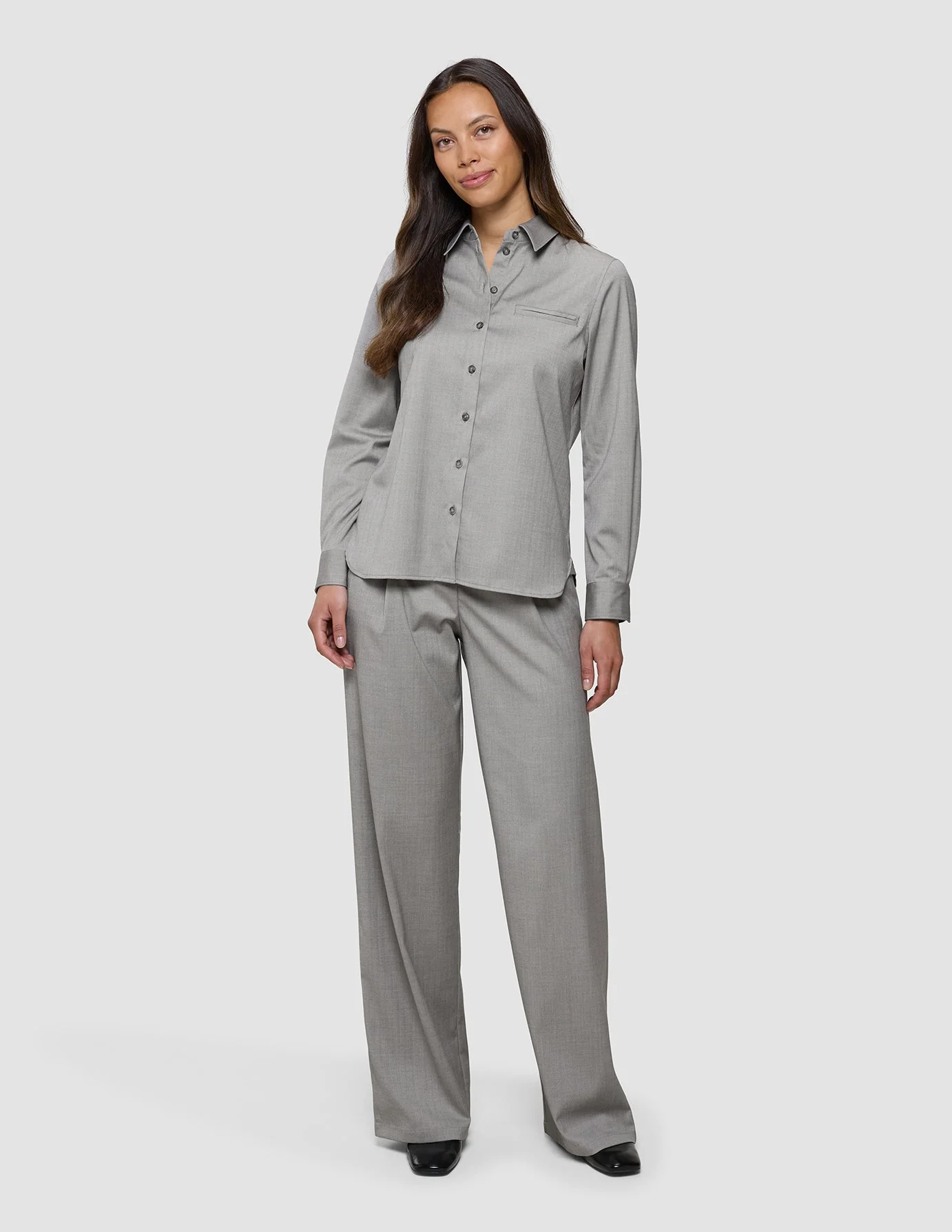Women's Skye Shirt Mellow Beige Herringbone - Image 4