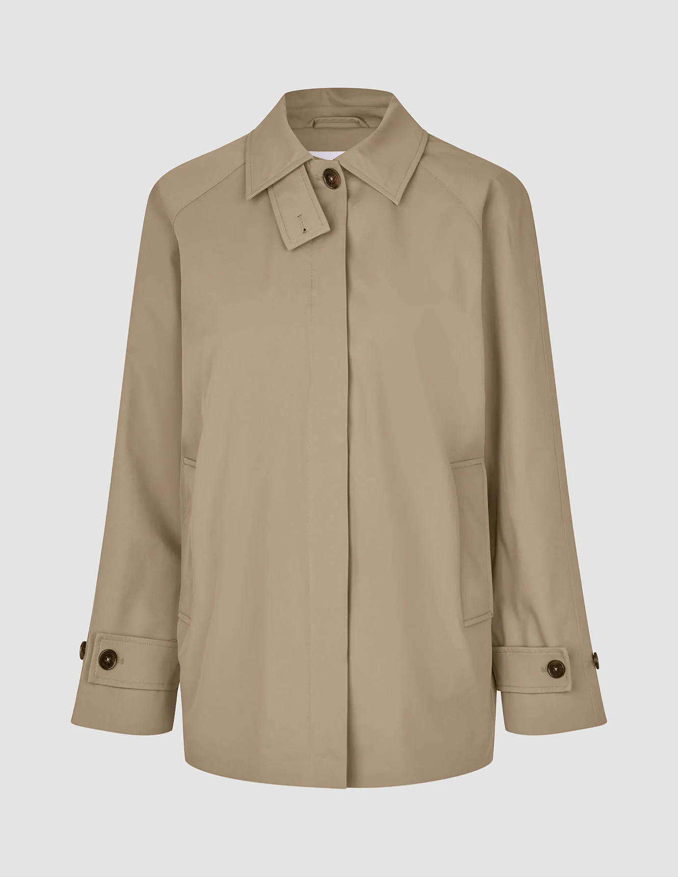 Women Waterproof Trench Coat Short Sand Grain - Image 3