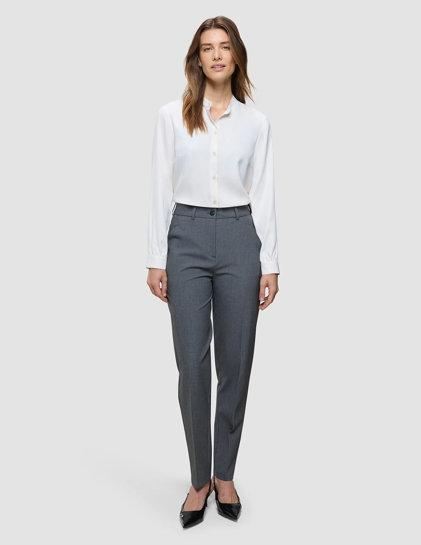 Women's Essential Pants Tapered Dark Grey Melange - Image 2